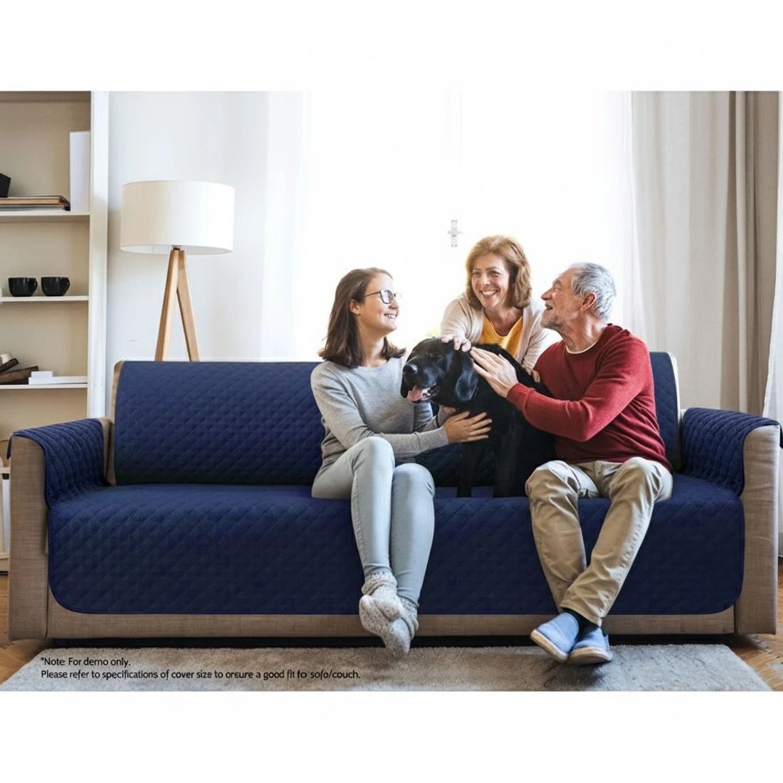 4 Artiss Sofa Cover Couch Covers 3 Seater Quilted - Blue, 4 of 7