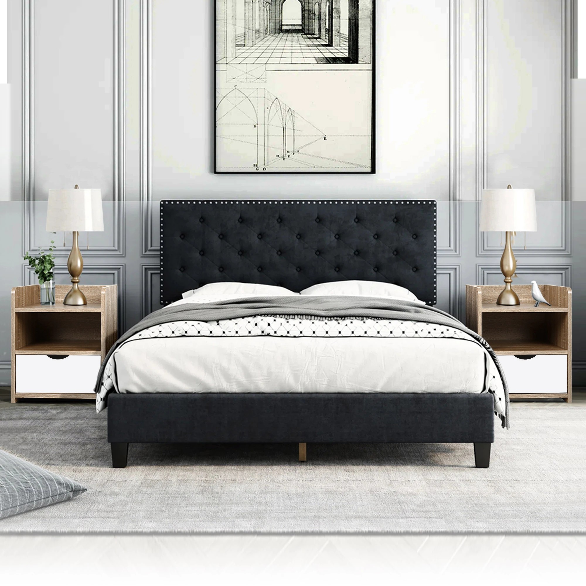 9 Alfordson Bedside Table Nightstand Storage Cabinet Side End Drawers - Oak, 9 of 10