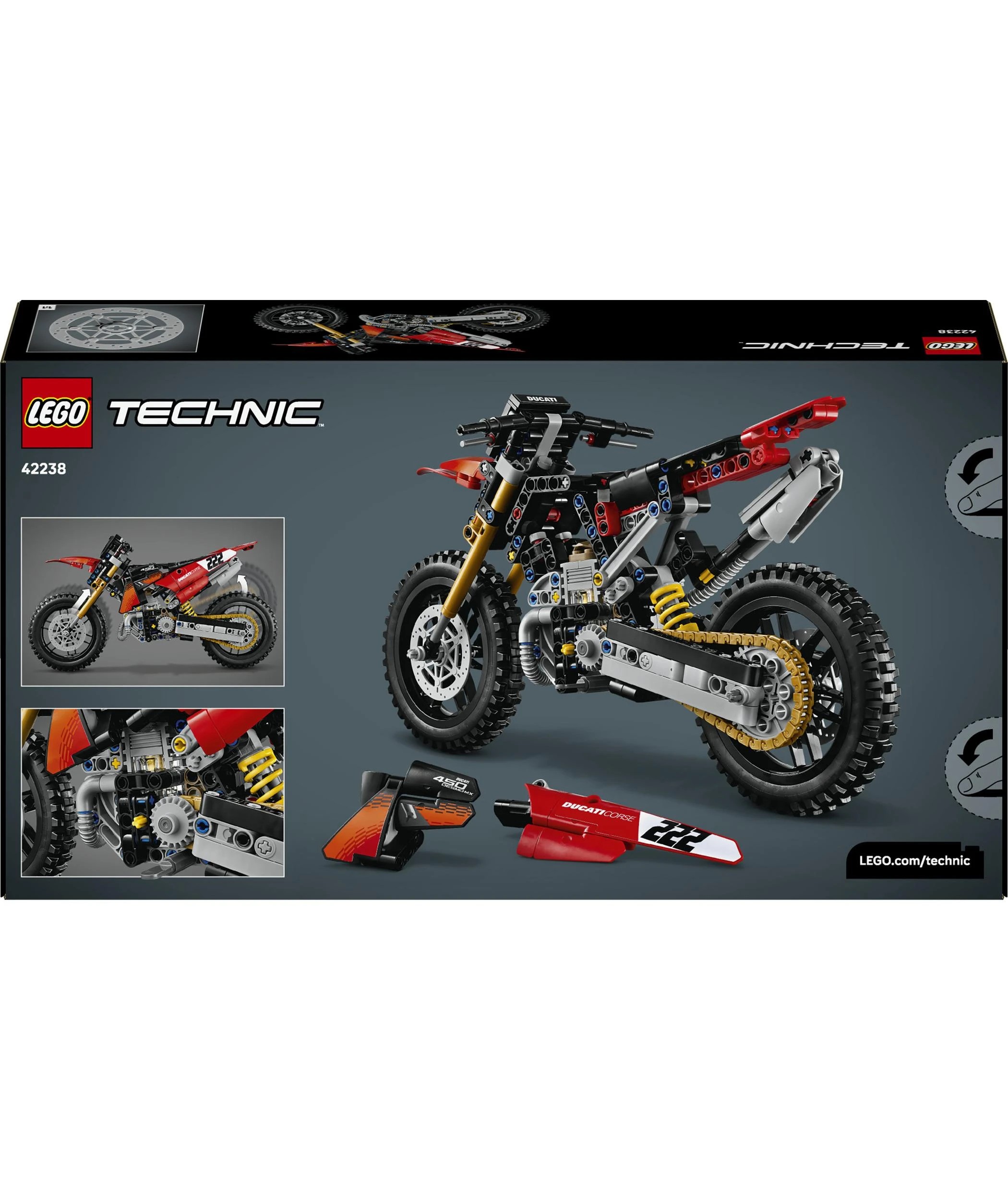 10 LEGO Technic Ducati Desmo450 MX Factory Motorcycle 42238, 10 of 10