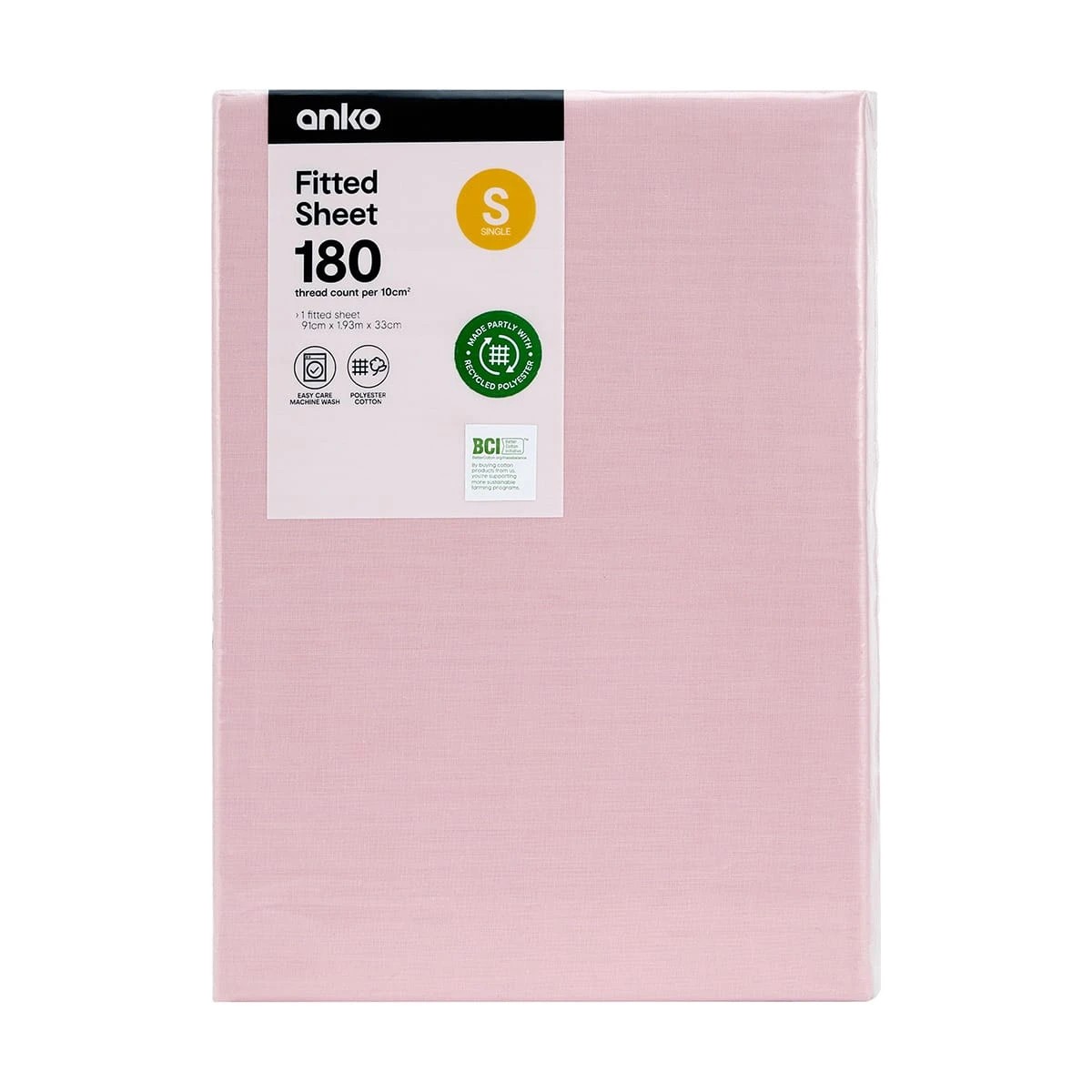 4 180 Thread Count Fitted Sheet - Single Bed, Pink, 4 of 4