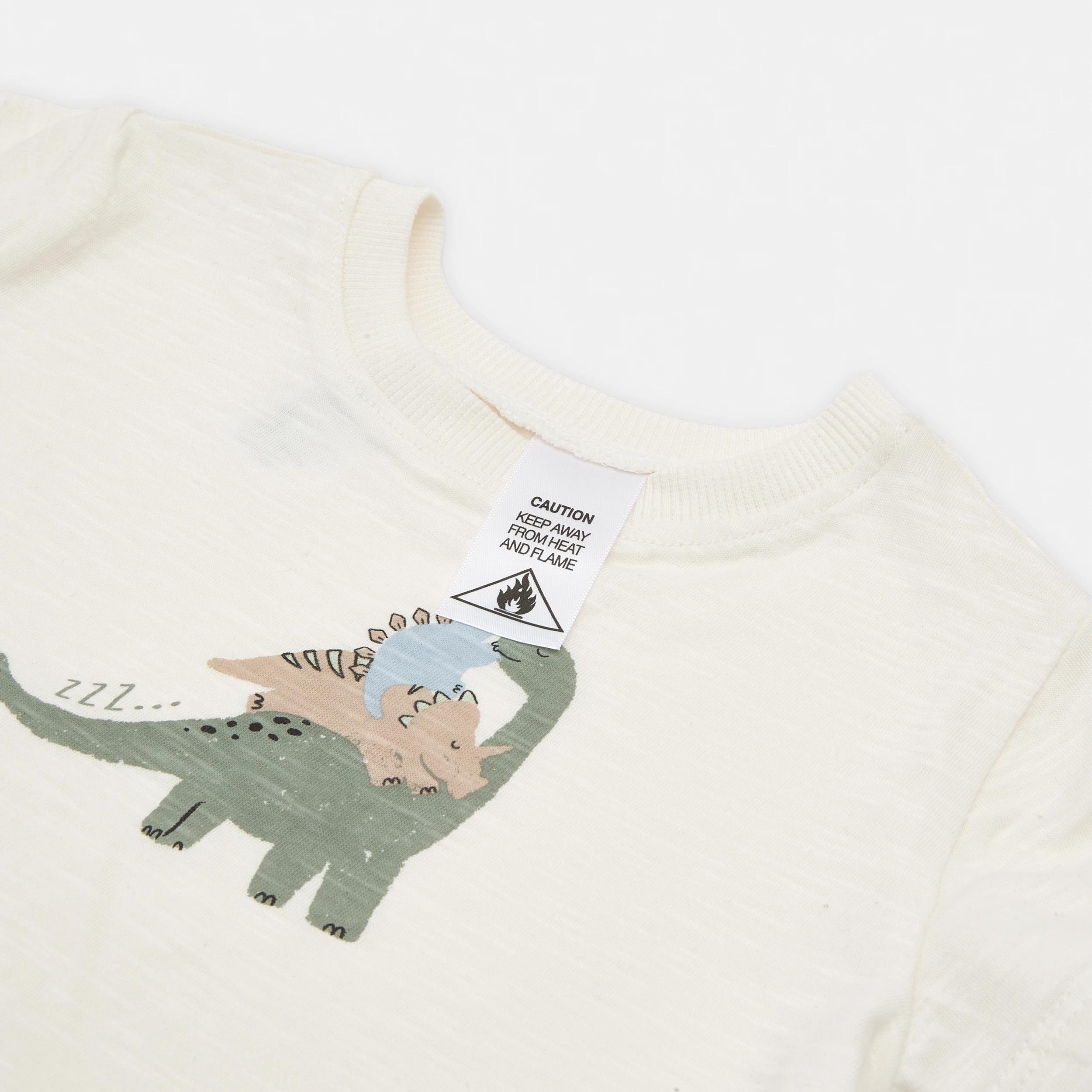 3 Short Sleeve Pyjama Set BEIGE DINOS, 3 of 4