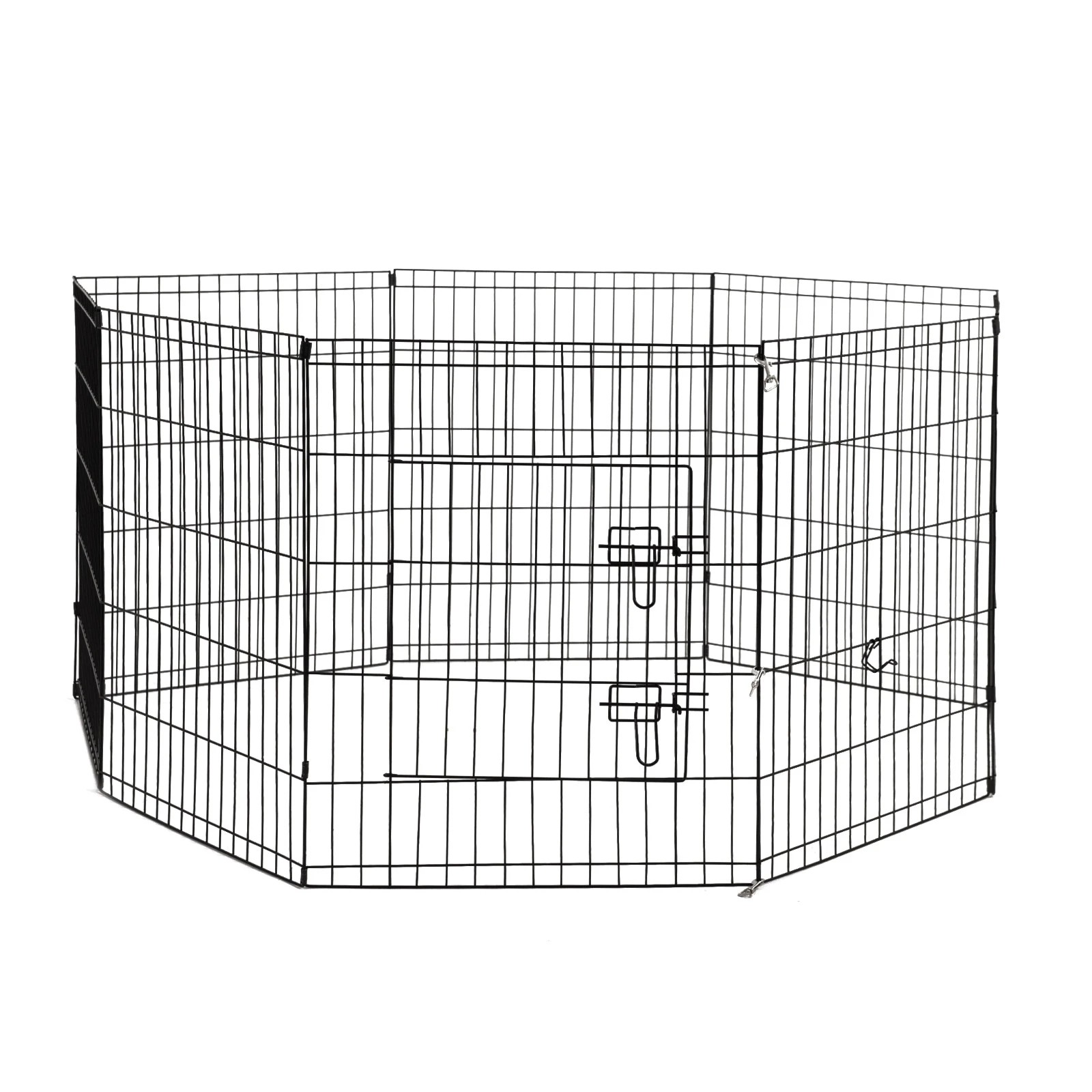 2 4Paws 8 Panel Playpen Puppy Exercise Fence Cage Enclosure Pets - Black - Black, 2 of 10