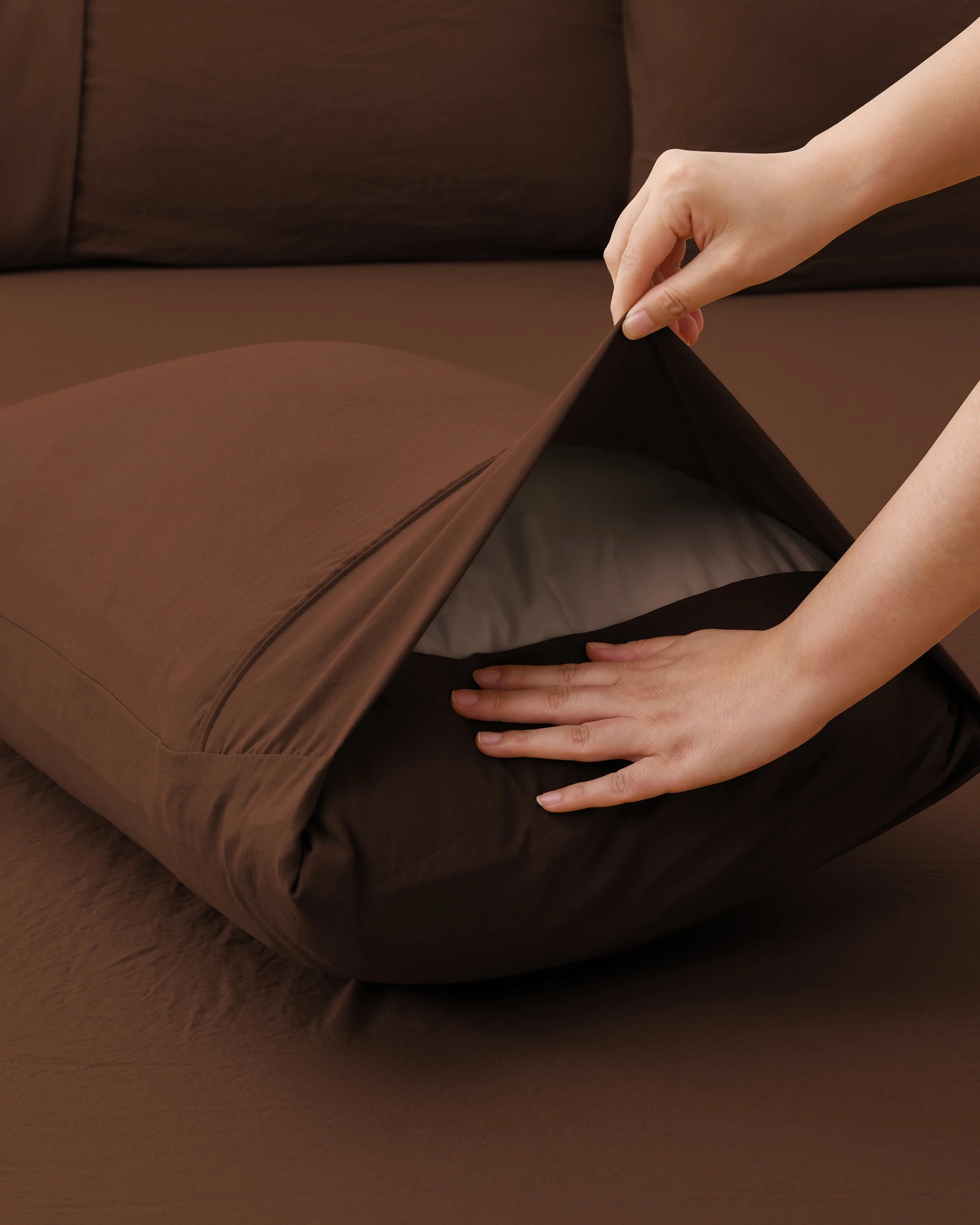 5 Dreamaker Superfine Washed Microfibre King Pillowcase Twin Pack - Chocolate, 5 of 6