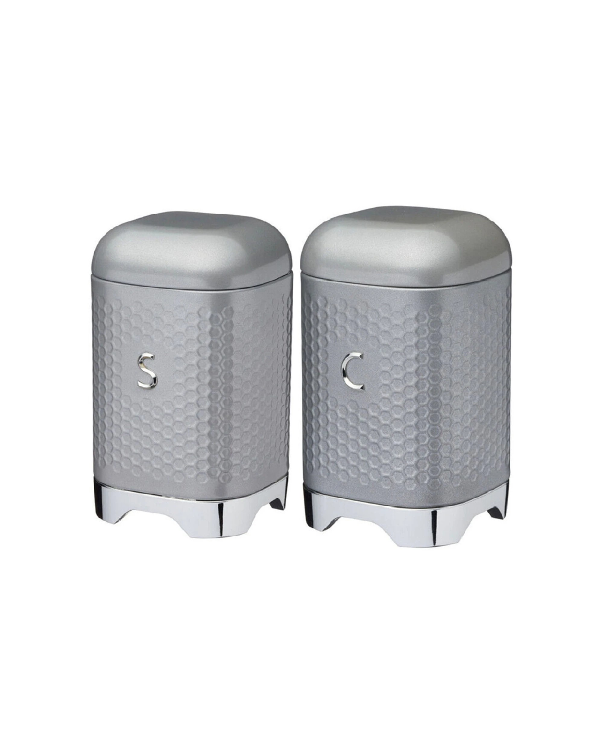 1 Kitchen 2pc Craft Lovello Retro Coffee Canister Sugar Jar ComboTextured Finish Carbon Steel - Grey, 1 of 6