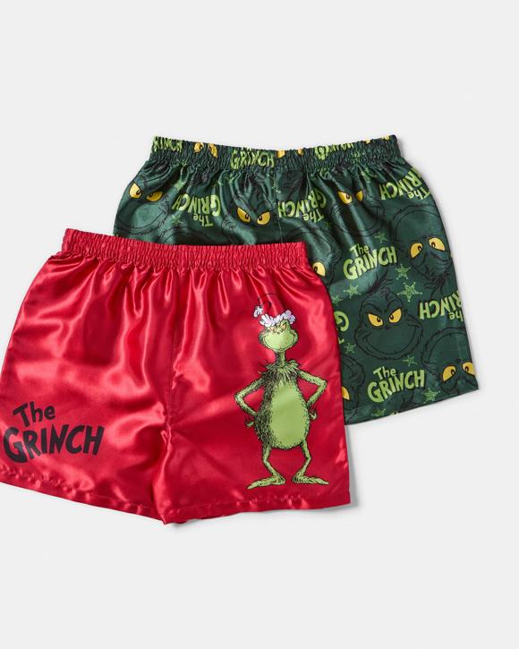 2 Pack The Grinch License Satin Boxers