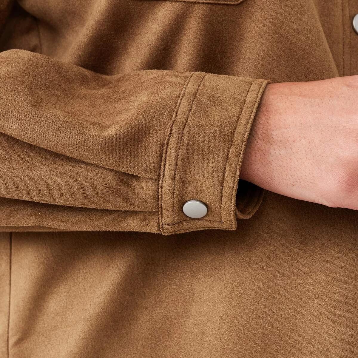 8 Long Sleeve Suedette Shirt Deep Camel, 8 of 8