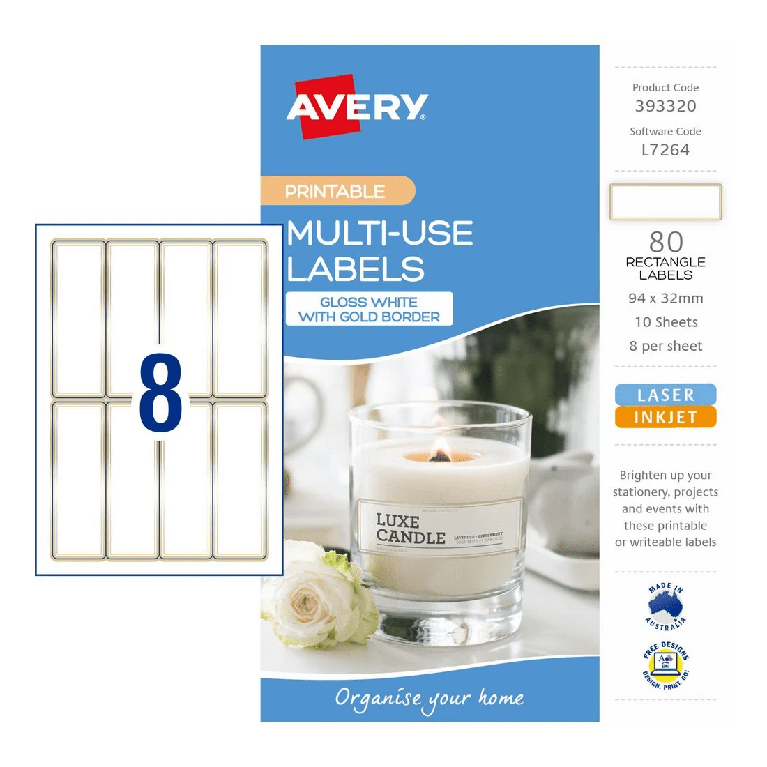 2 Avery 8UP A5 Laser Labels Gold Border 10 Pack, 2 of 4