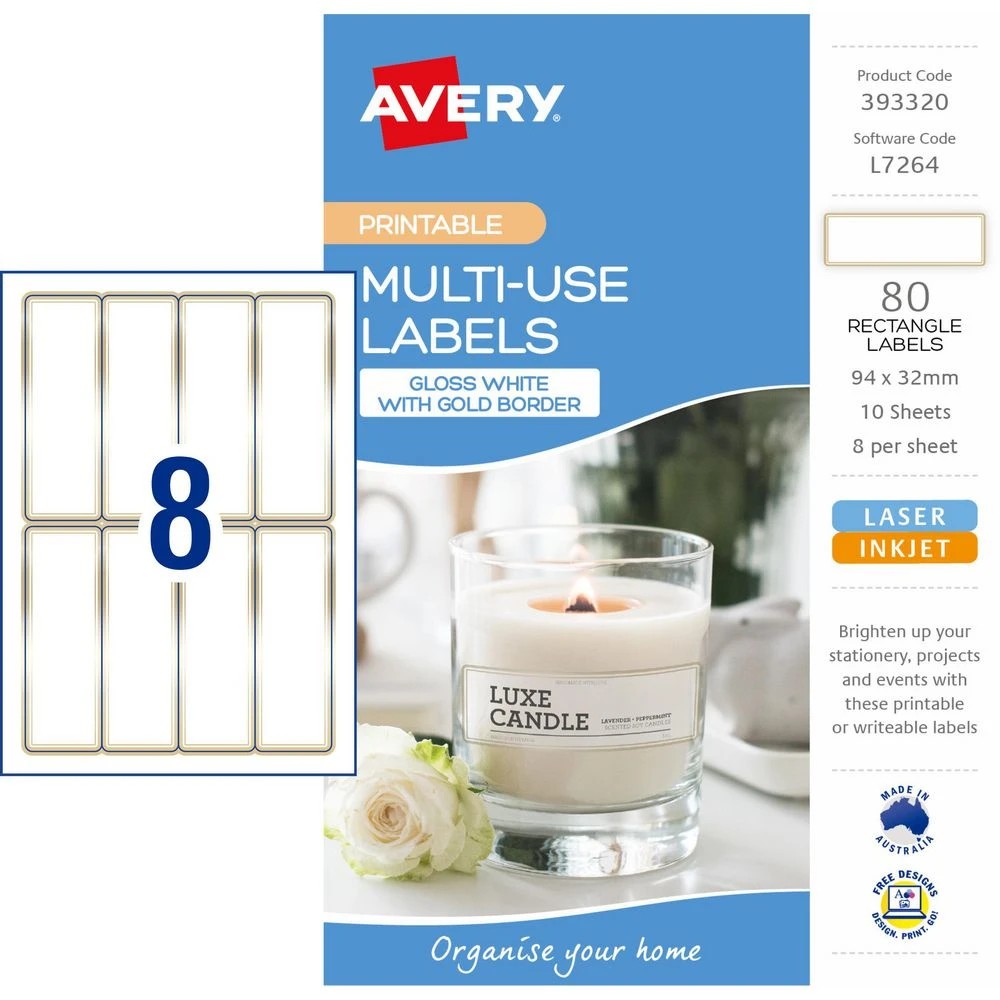 2 Avery 8UP A5 Laser Labels Gold Border 10 Pack, 2 of 4