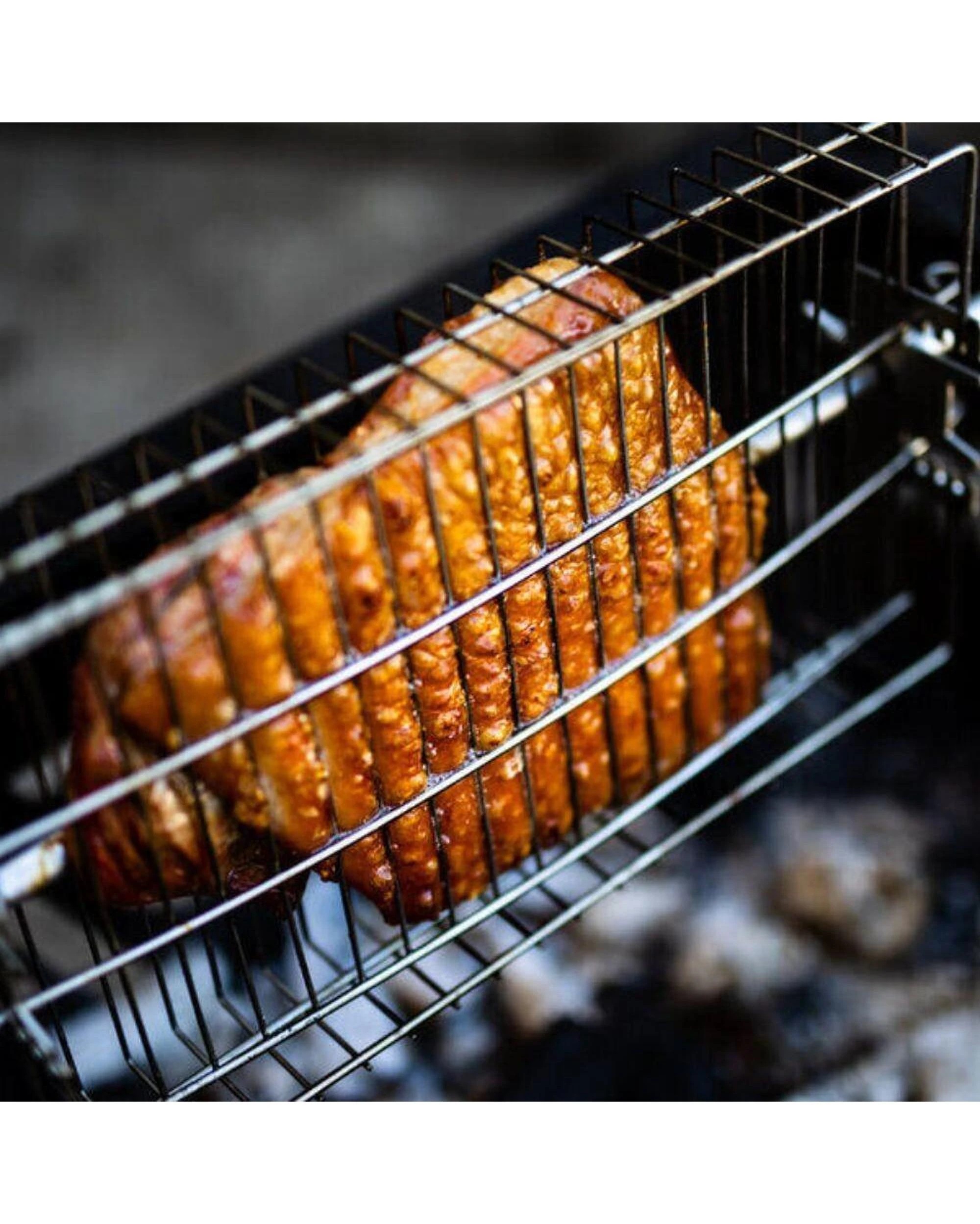 6 Auspit Stainless Steel Spit Rotisserie Basket BBQ Cage, 6 of 10