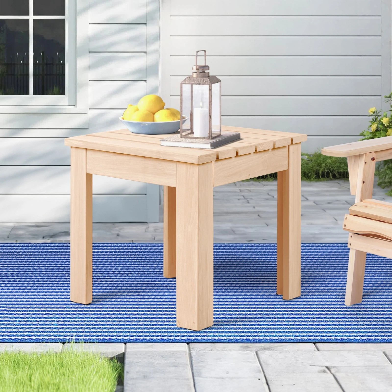 2 Alfordson Wooden Side Desk Coffee Table Outdoor Furniture Patio Garden - Natural, 2 of 9