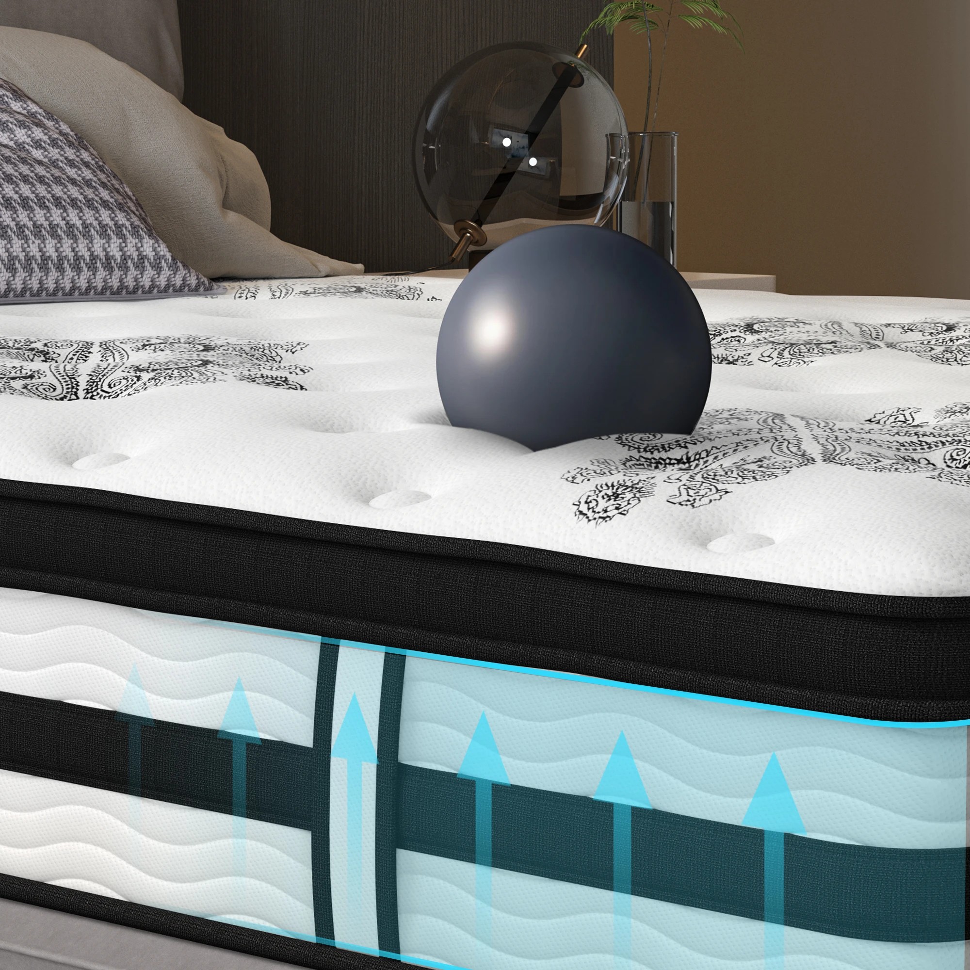 7 Alfordson Mattress Pocket Spring Latex Euro Top 34cm 5 zone - Single Bed, 7 of 10