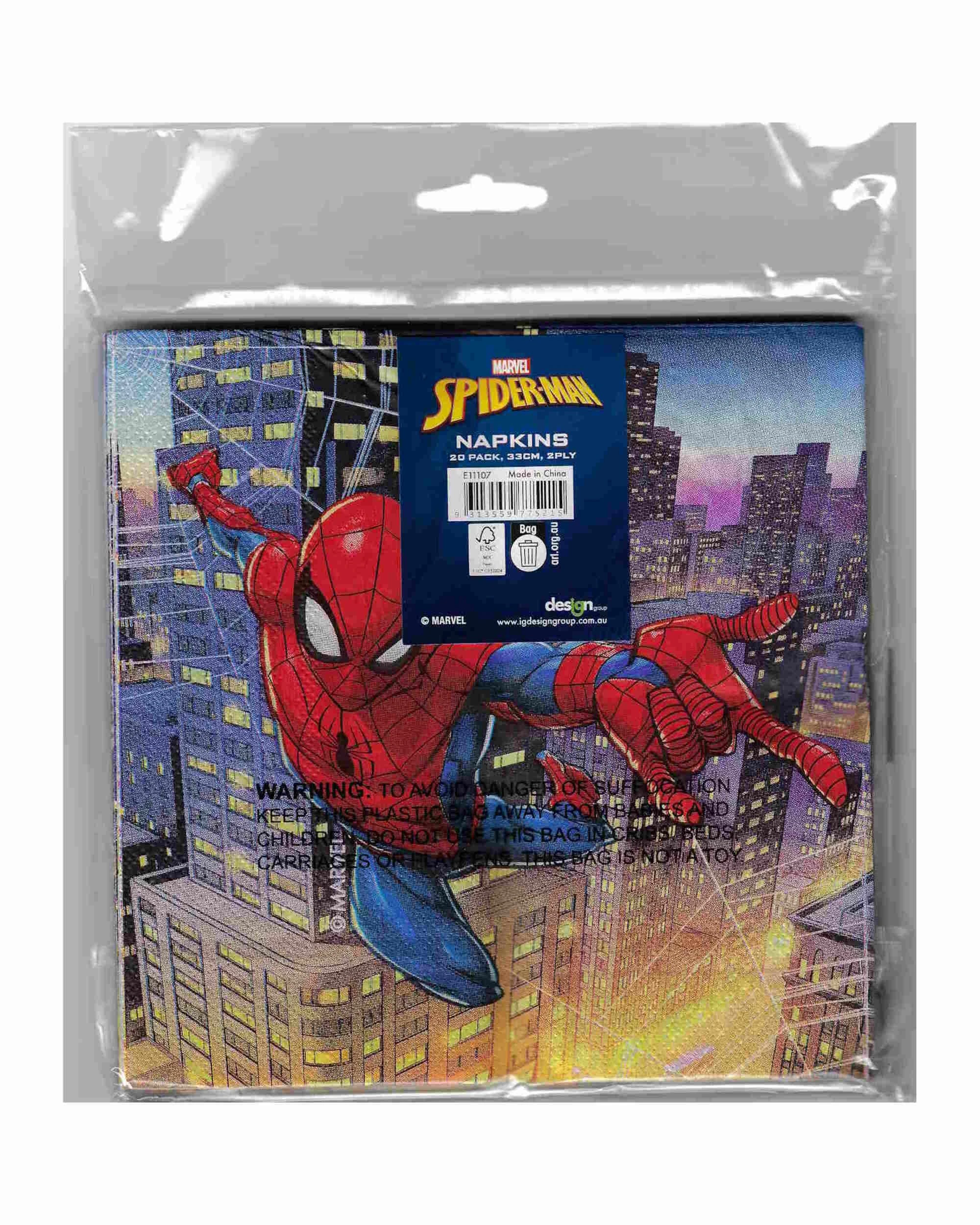 2 Design Group Spiderman City Scape Large Paper Napkins Serviettes Pack of 20 - Multi, 2 of 2