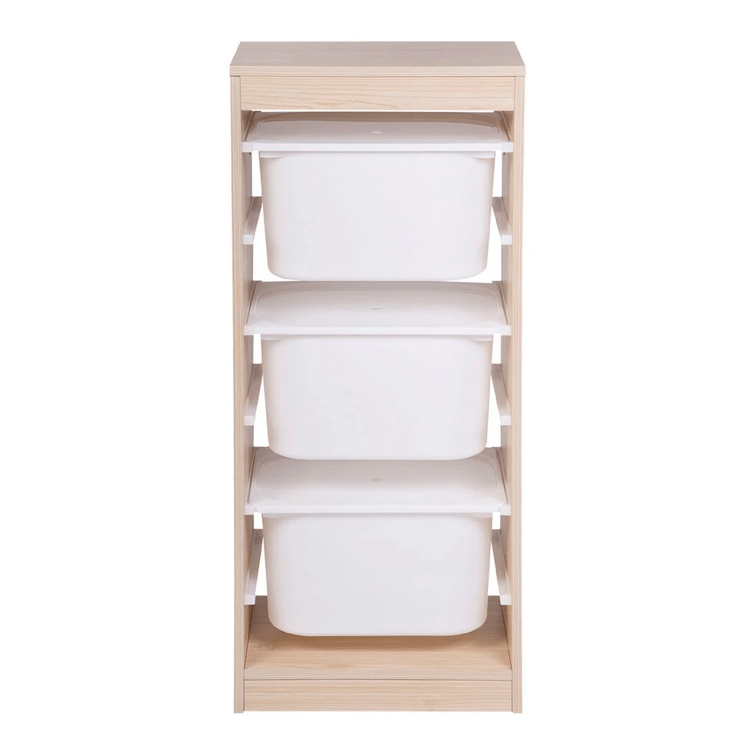 2 Kadink Tall Storage Unit with 3 Large Tubs and Lids Oak, 2 of 5