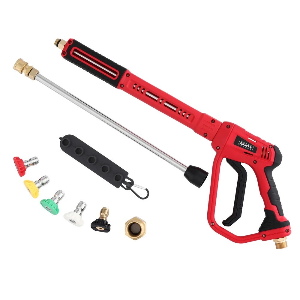 1 Giantz Pressure Washer Gun Short Trigger 4000PSI M22-14 1/4 Inch 5 Nozzles - Red, 1 of 2