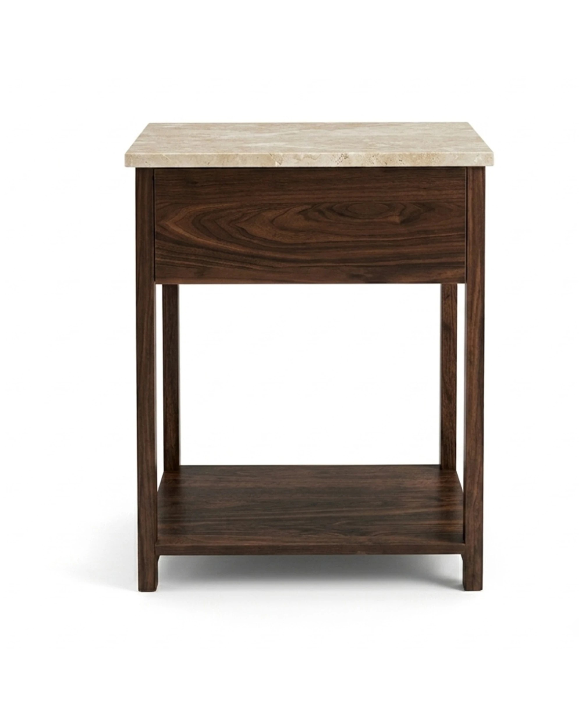 1 Codu Nova Bedside Table 60x50x50cm Walnut Travertine - Brown, 1 of 6