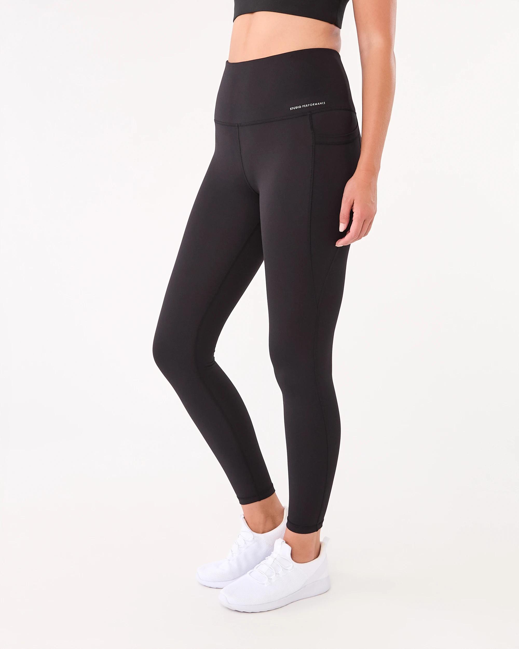 2 Active Womens Ultra High Rise Full Length Studio Leggings BLACK, 2 of 8