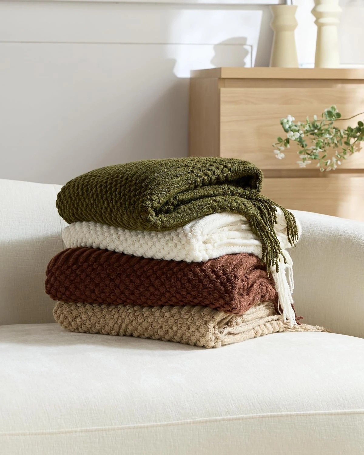 4 Gioia Casa Textured Knitted Throw 130x170cm - Natural, 4 of 4
