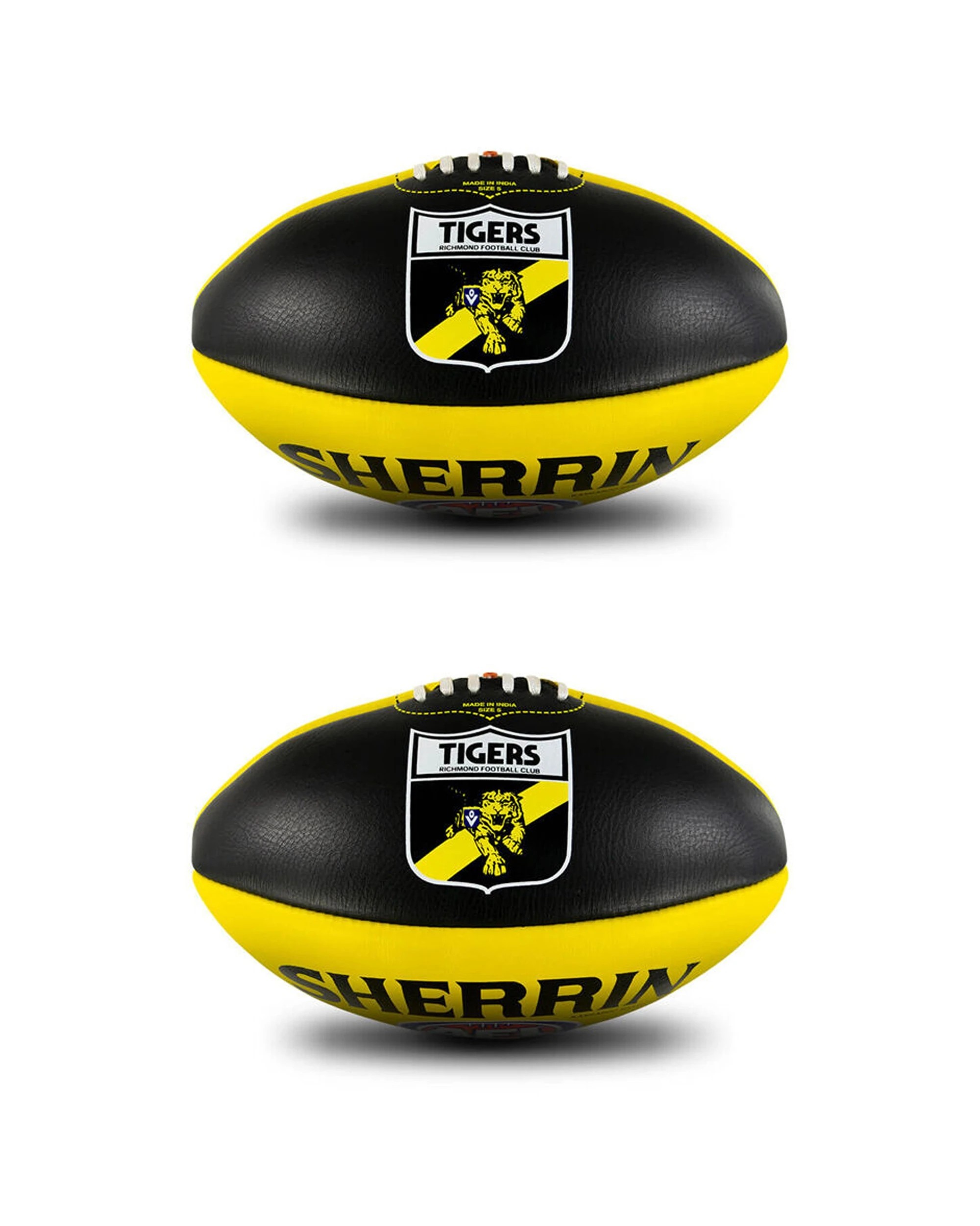 1 SHERRIN AFL Team Leather Football 2 Pack Richmond Tigers Size 5 Grass Play - Multi, 1 of 5