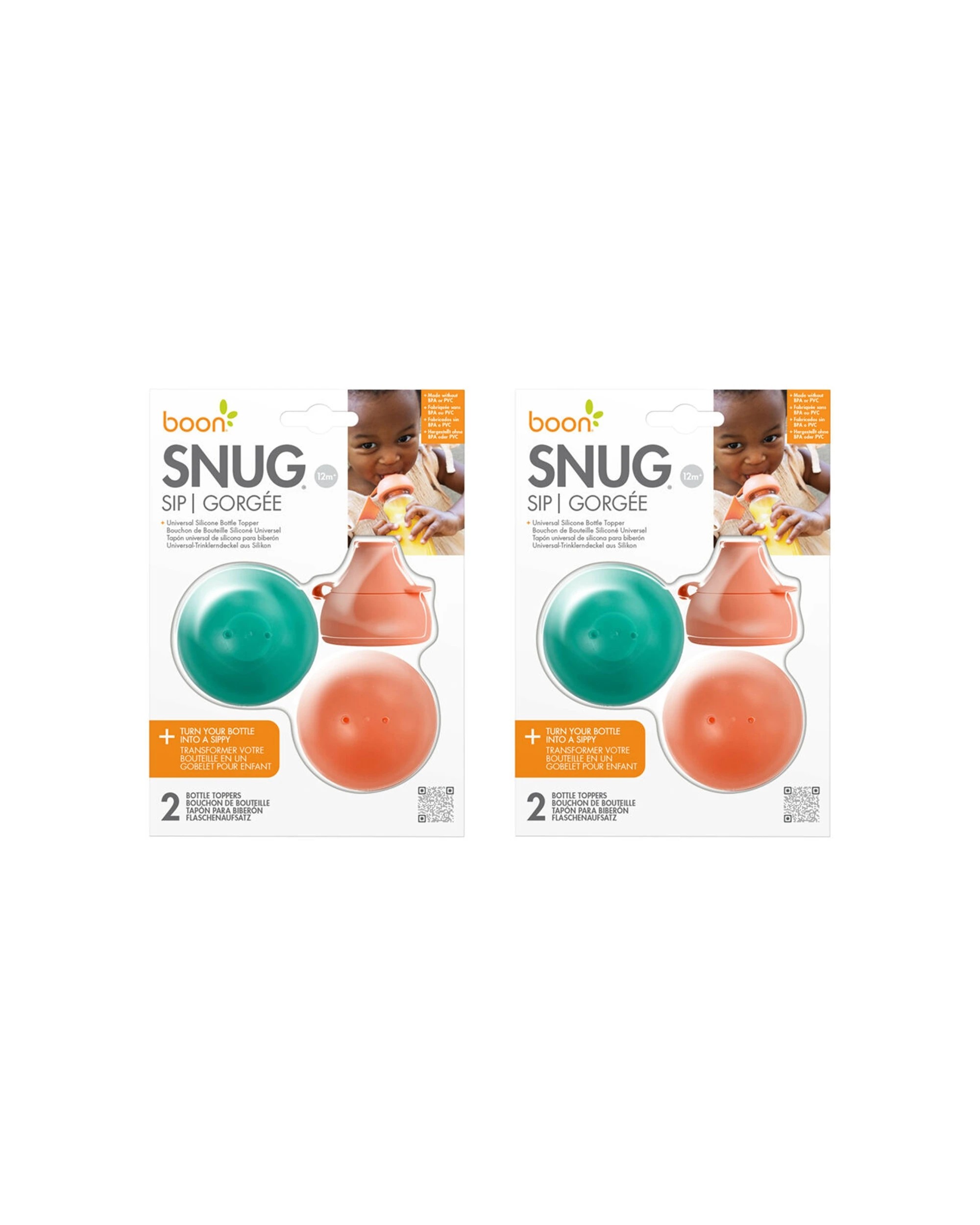 1 Boon Snug Silicon Universal Sippy Cup Bottle Topper With Travel Case 2x 2PK - Multi, 1 of 7
