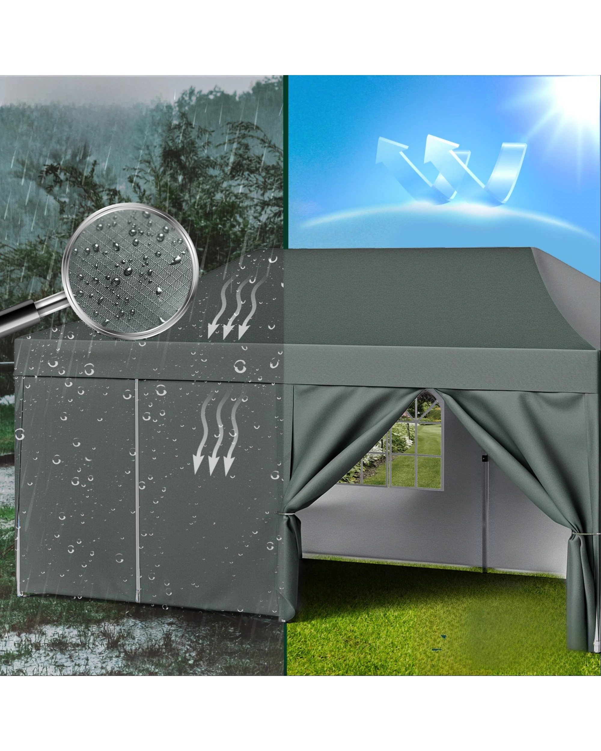 4 Advwin 3×6m Pop Up Canopy Tent with 6 Sidewalls - Gray, 4 of 7