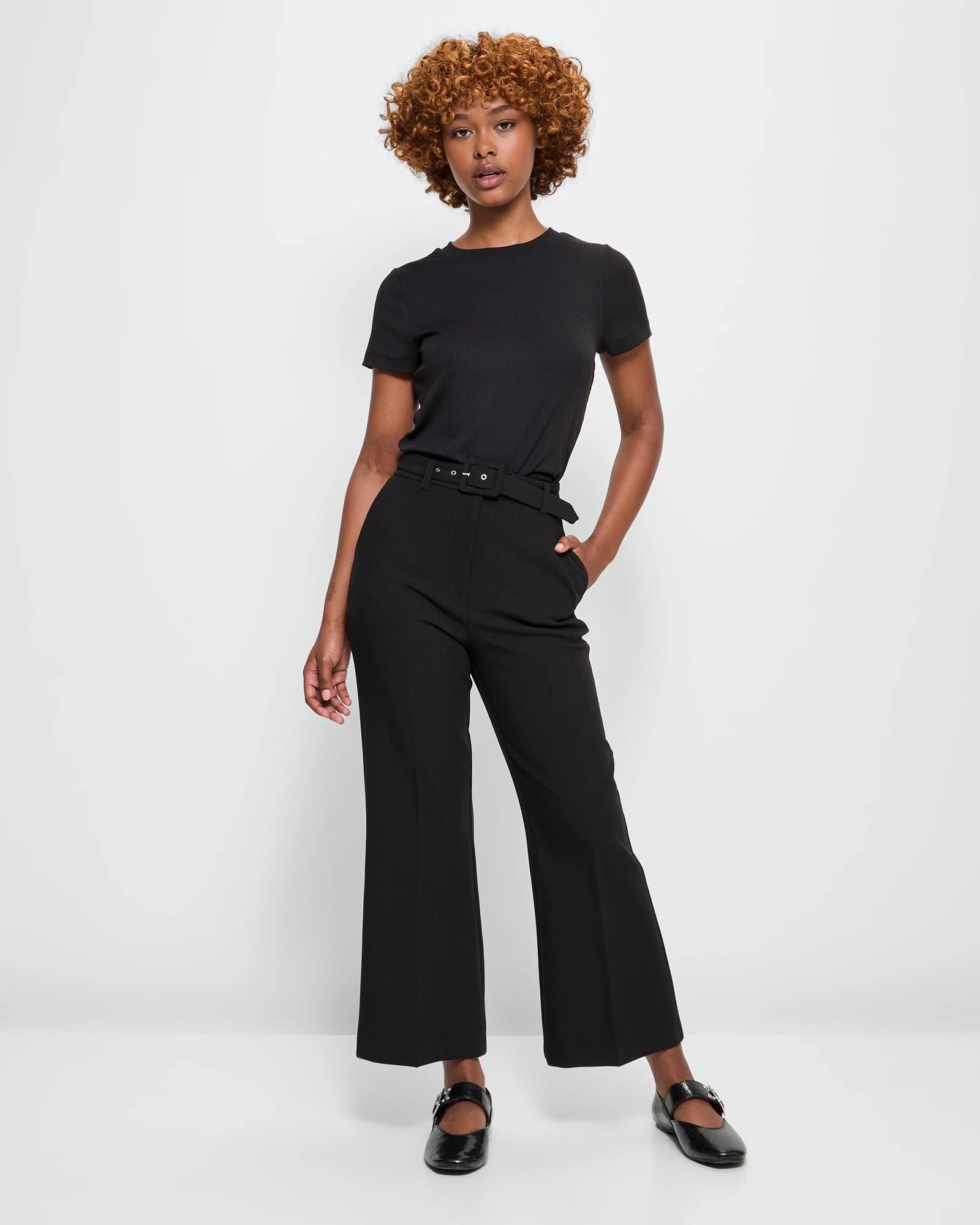 1 Target Petites Kick Flare Crop Pants BLACK, 1 of 5
