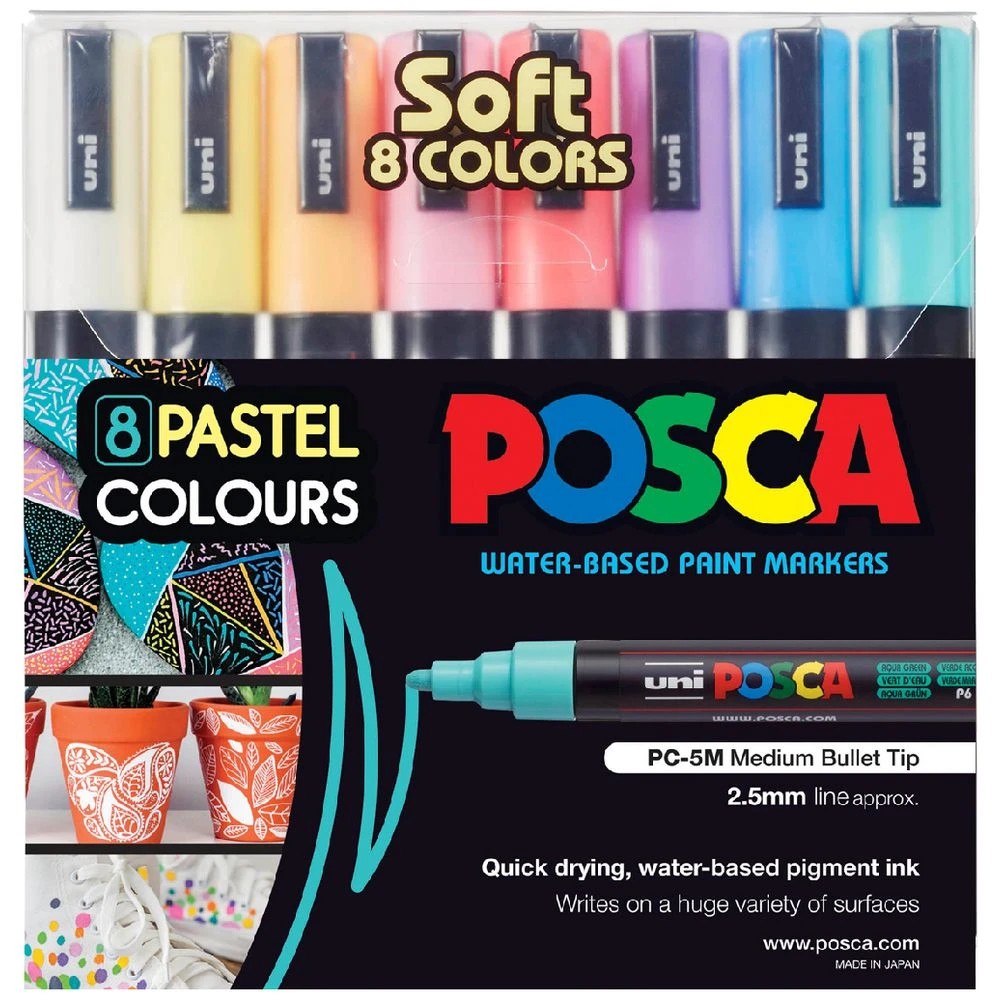 1 POSCA PC5M Paint Markers Pastel 8 Pack, 1 of 7