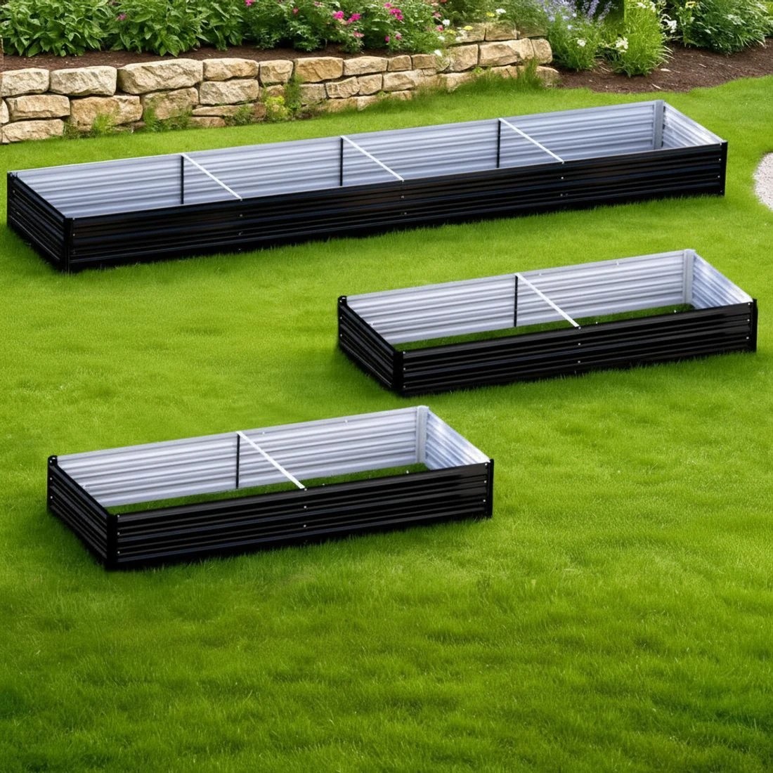 4 Green Fingers Raised Garden Bed 2 Pcs 210x90cm Planter Box Container Galvanised Metal Outdoor - Grey, 4 of 5