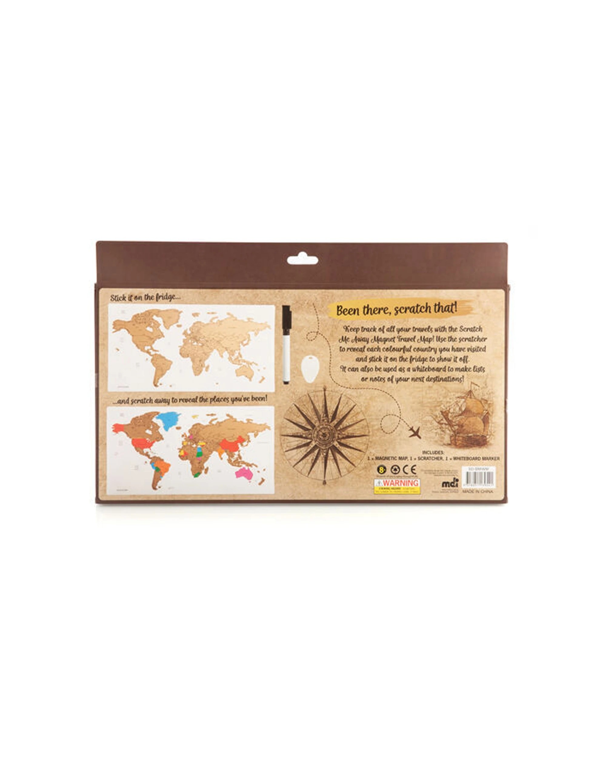 3 MDI Scratch Me Away Magnetic World Map Whiteboard 42.5x22.7cm - Multi, 3 of 5