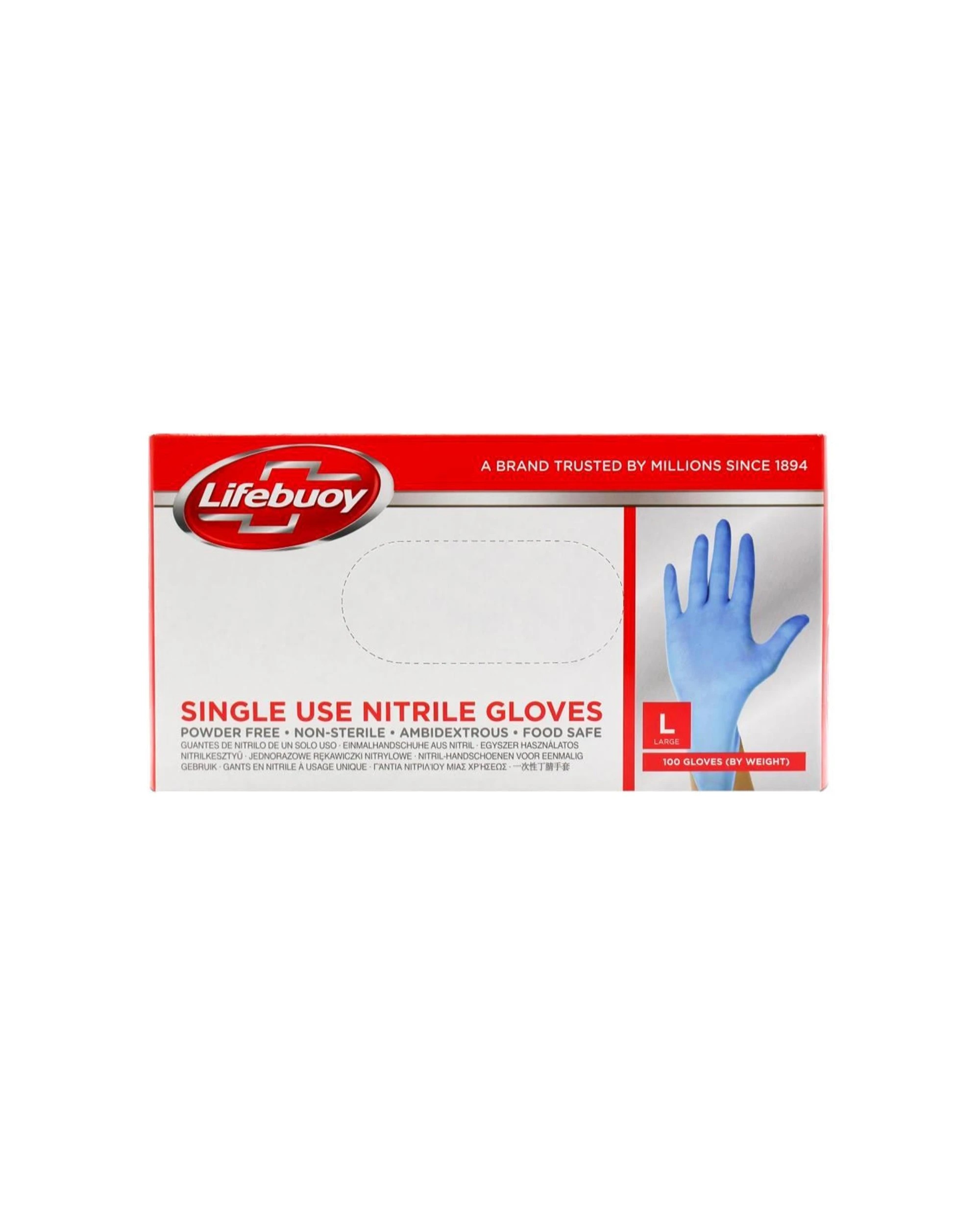2 6x100pc Lifebuoy Nitrile Examination Gloves Powder Free Large - L - Blue, 2 of 3
