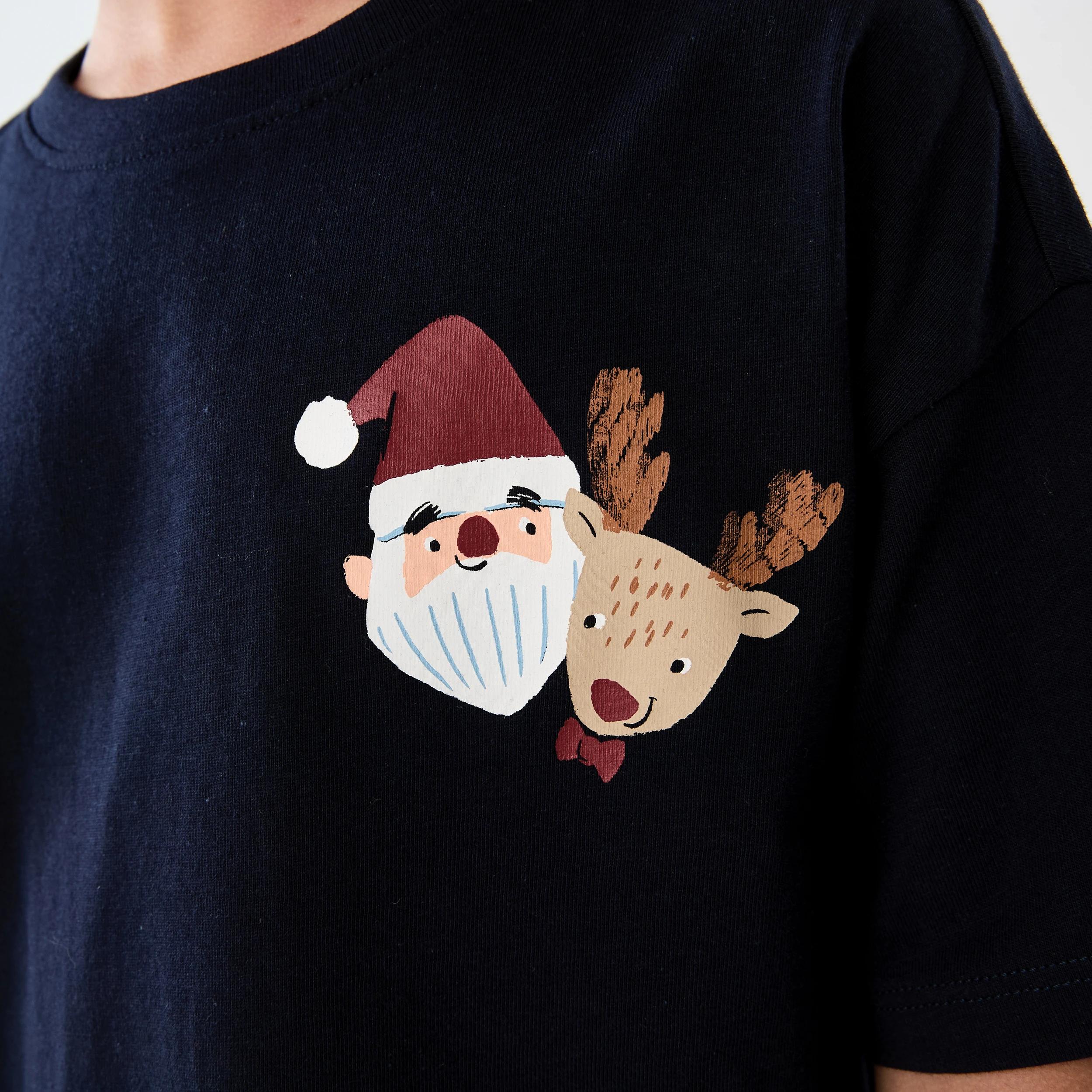 4 Christmas Knit Pyjama Set NAVY SANTA AND REINDEER, 4 of 9