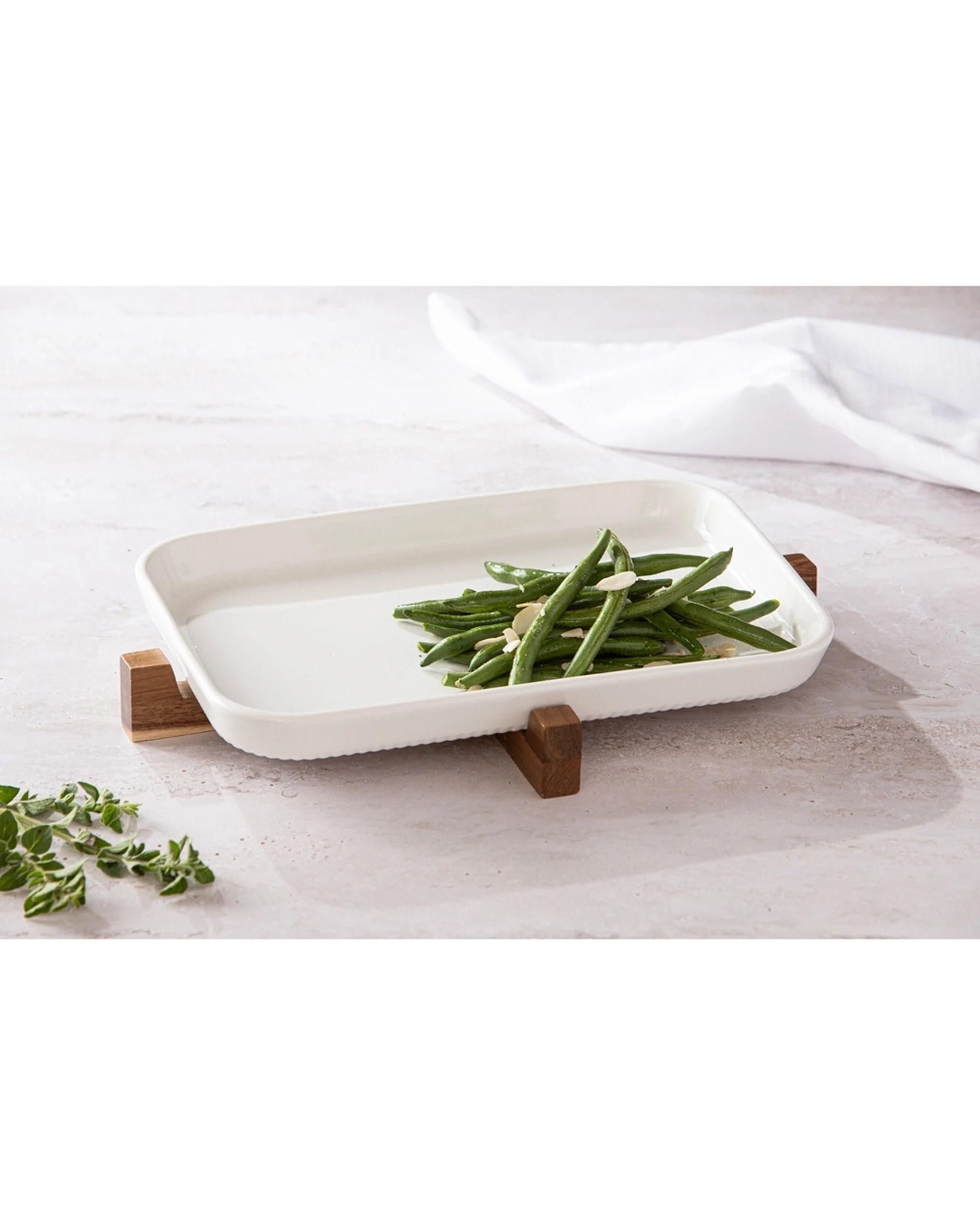 3 Ladelle Alto Oven To Table Rib Tray Dish Trivet Flat 32cm - White, 3 of 3