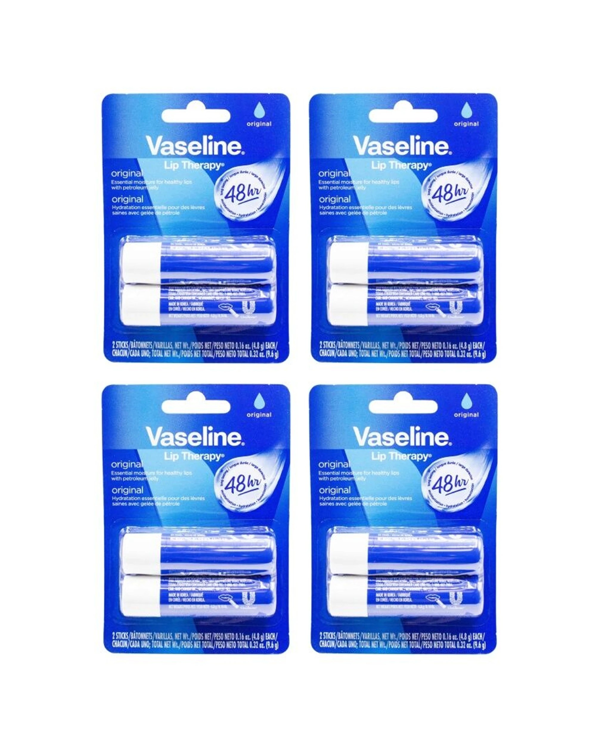 1 Vaseline 4x 2pc Lip Balm Original Petroleum Jelly Moisture Therapy Stick 4 - White, 1 of 3