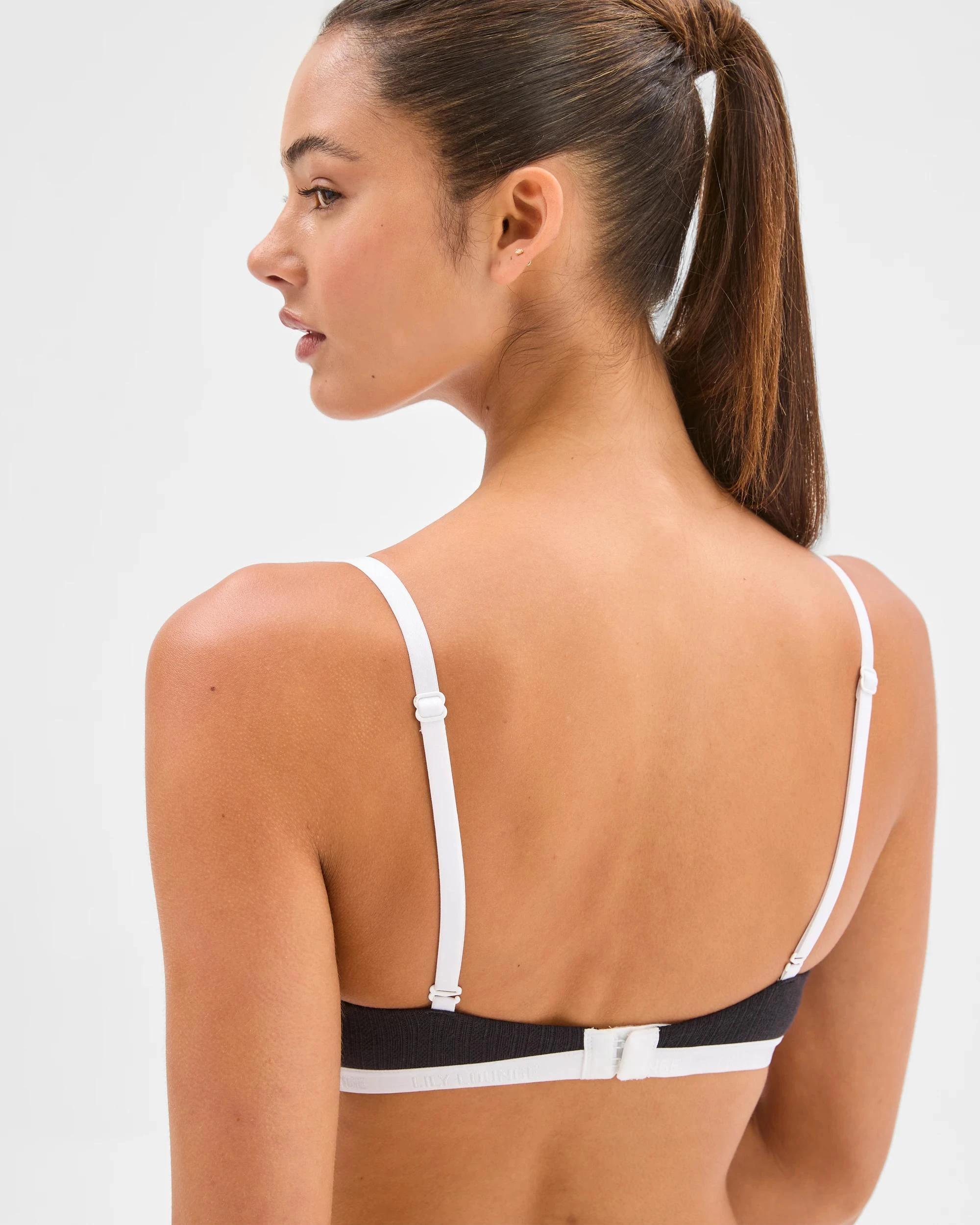 3 Lily Loves Australian Cotton Pointelle Balconette Bra BLACK, 3 of 3