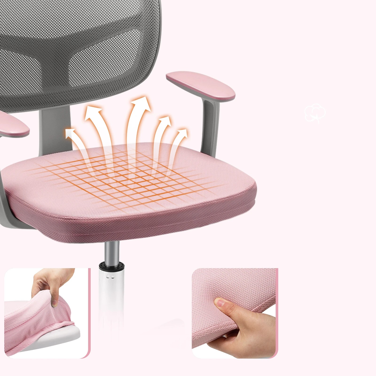 6 Costway Desk Study Chair Swivel Chair w/Adjustable Height - Pink, 6 of 6