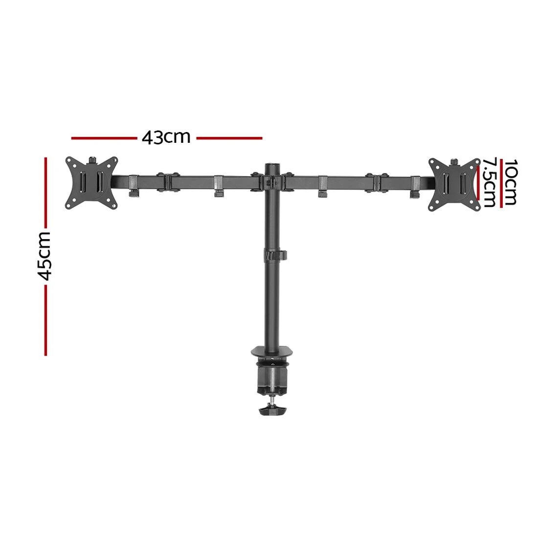 2 Artiss Monitor Arm Dual Desk Mount Screen Bracket Holder - Black, 2 of 8