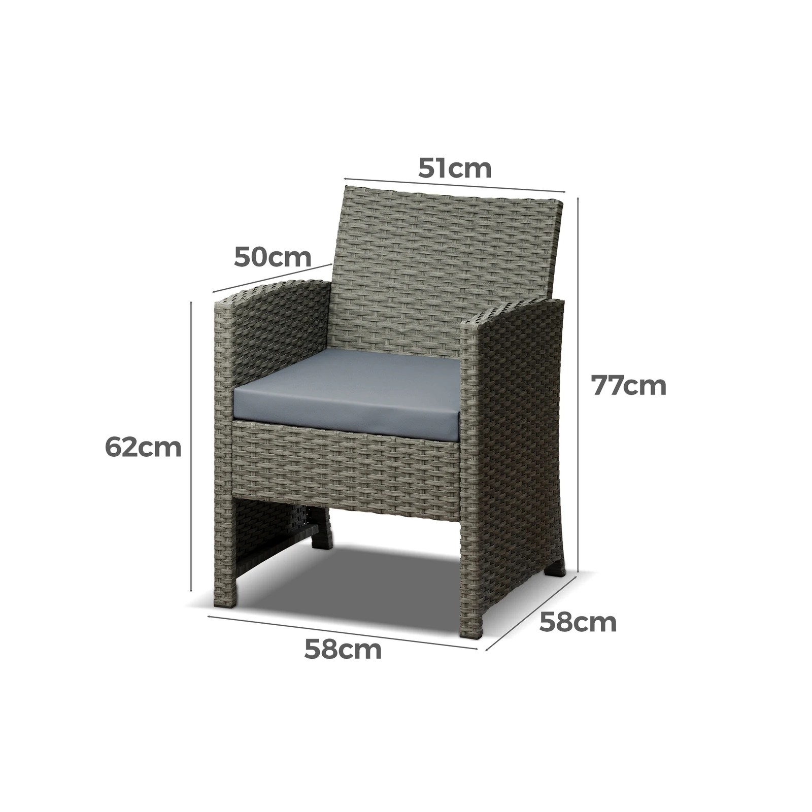 10 Alfordson 4PCS Outdoor Furniture Garden Patio Sofa Set Wicker - Dark Grey, 10 of 10