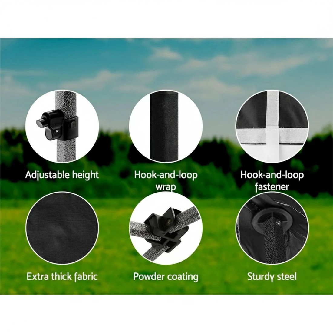 5 Instahut Gazebo Pop Up 3x3m w/Base Podx4 Marquee Folding Outdoor Wedding Camping Tent Shade Canopy - Black, 5 of 6