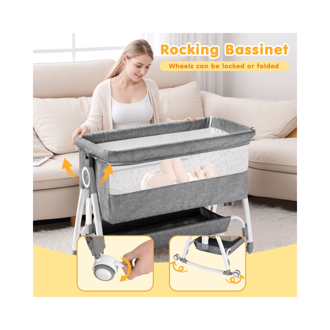 5 Advwin Baby Cot Crib Grey, 5 of 9