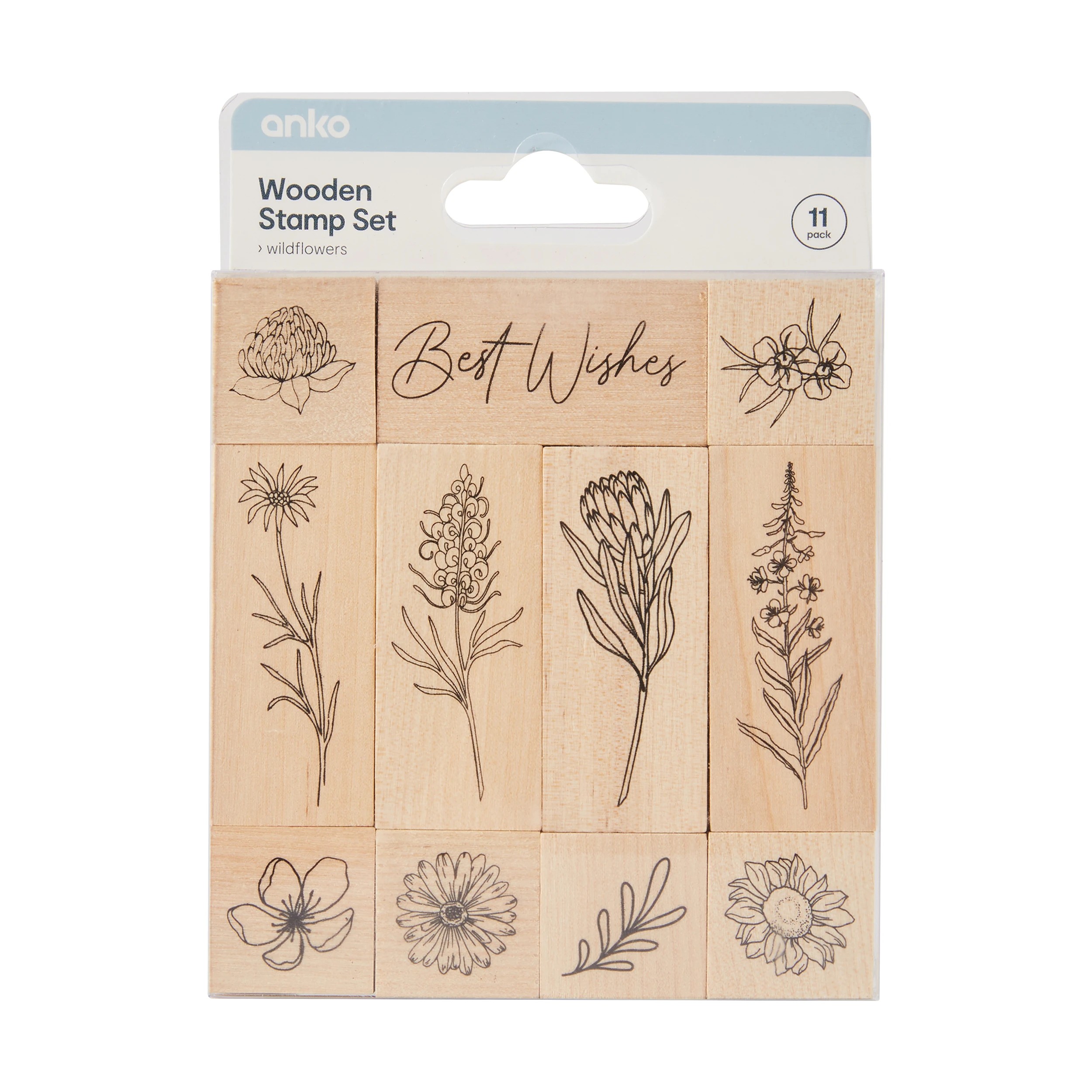 1 11 Pack Wooden Stamp Set, 1 of 2