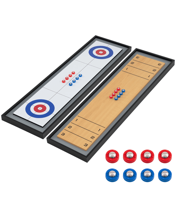 Costway 114CM Portable Shuffleboard Curling Combo Set 2-In-1 Board Game Table Play 8 Pucks Party Gift