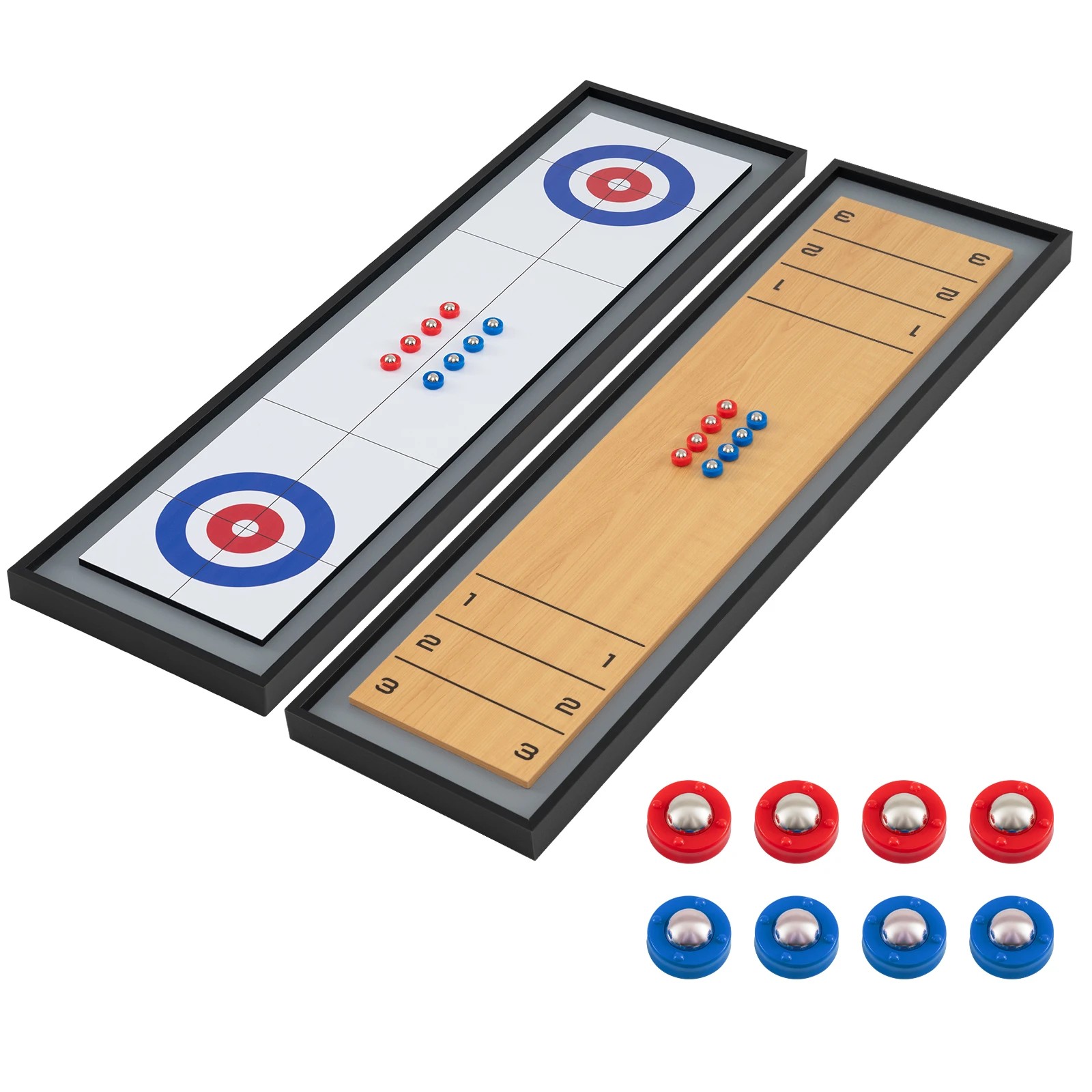 1 Costway 114CM Portable Shuffleboard Curling Combo Set 2-In-1 Board Game Table Play 8 Pucks Party Gift, 1 of 1