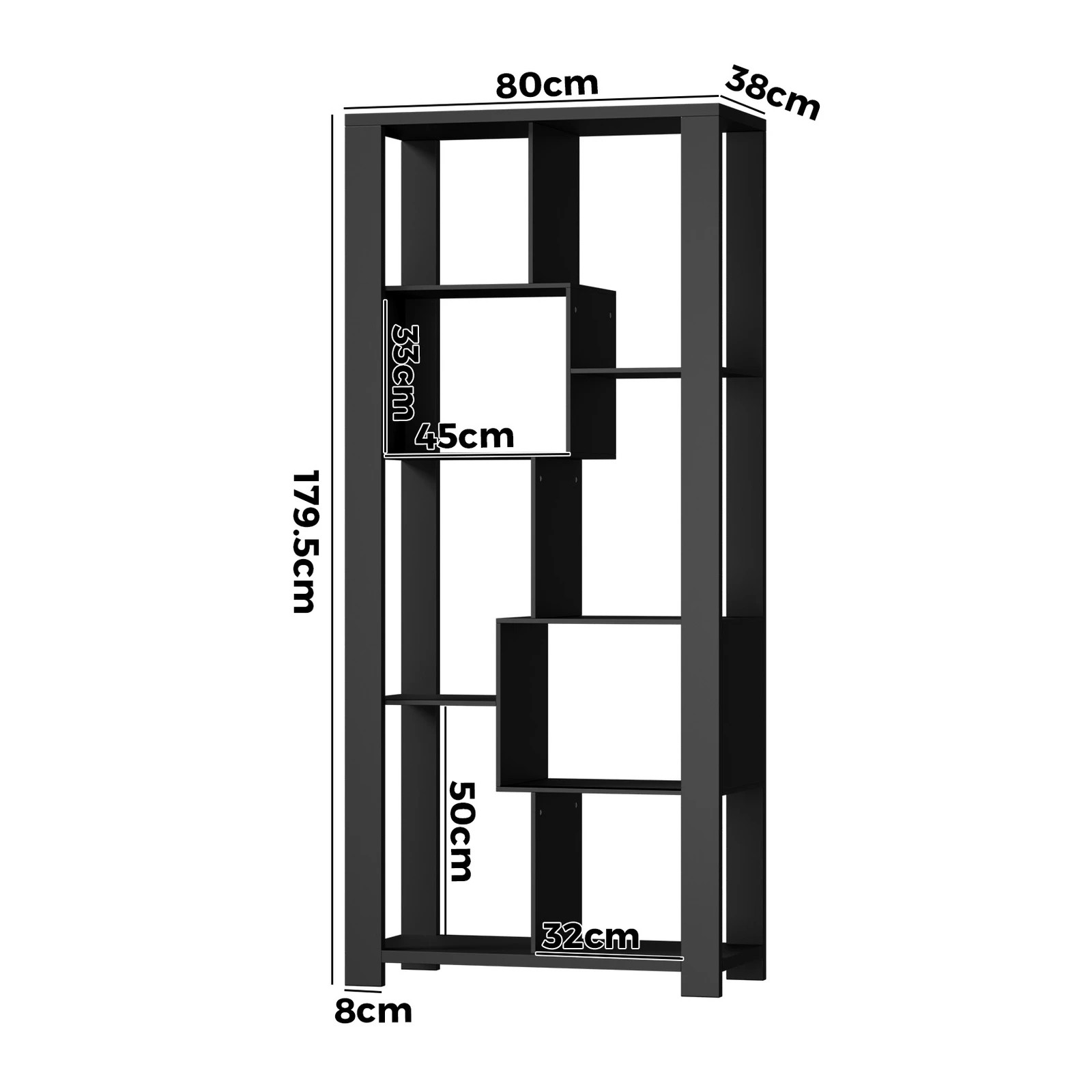 7 Oikiture Bookshelf Display Shelf Storage Cabinet Stand Organiser Bookcase
 - Black, 7 of 9