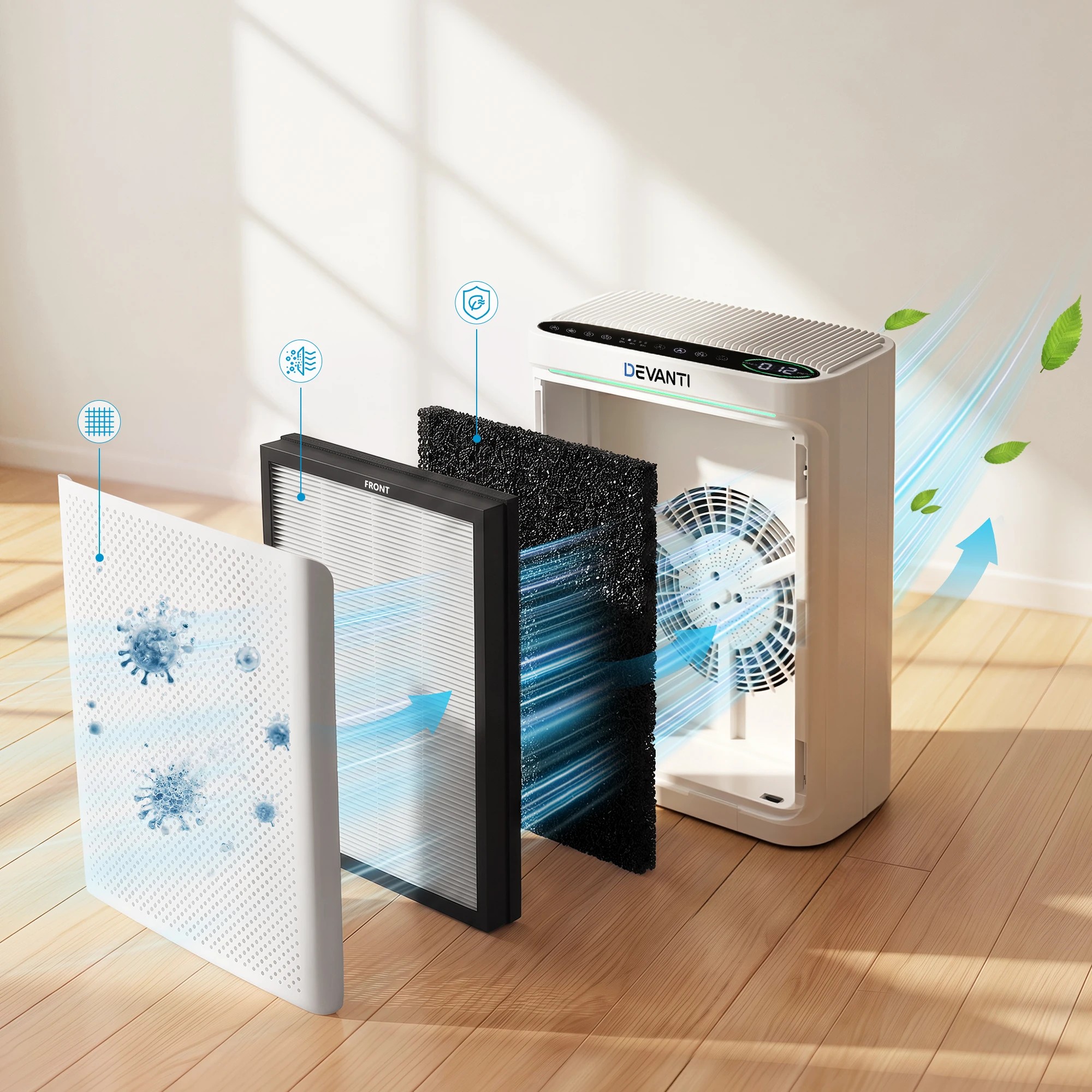 5 Devanti Air Purifier 4 Fan Speed - White, 5 of 9