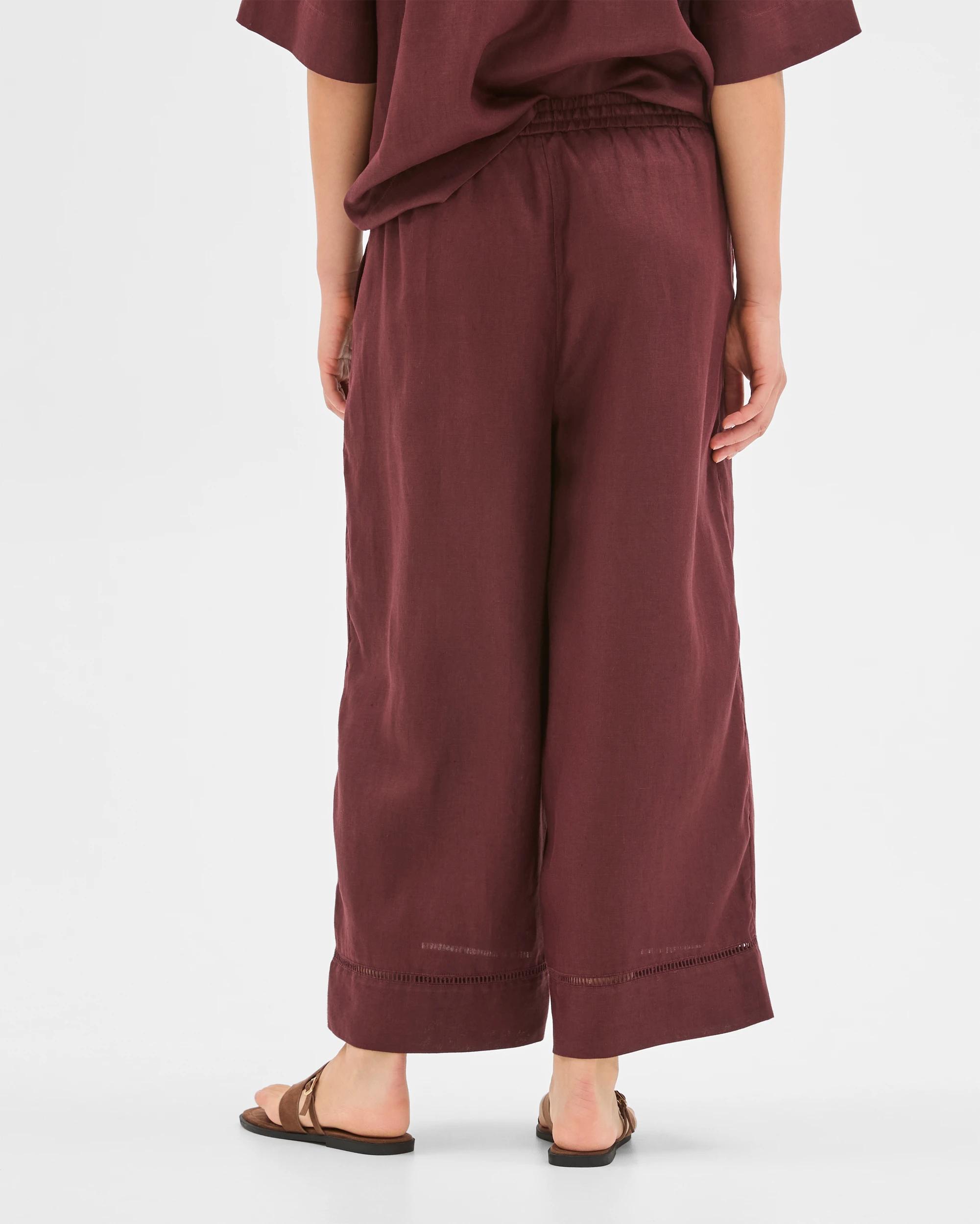6 Target Woman Resort European Linen Trim Crop Pants CHOCOLATE PLUM, 6 of 6