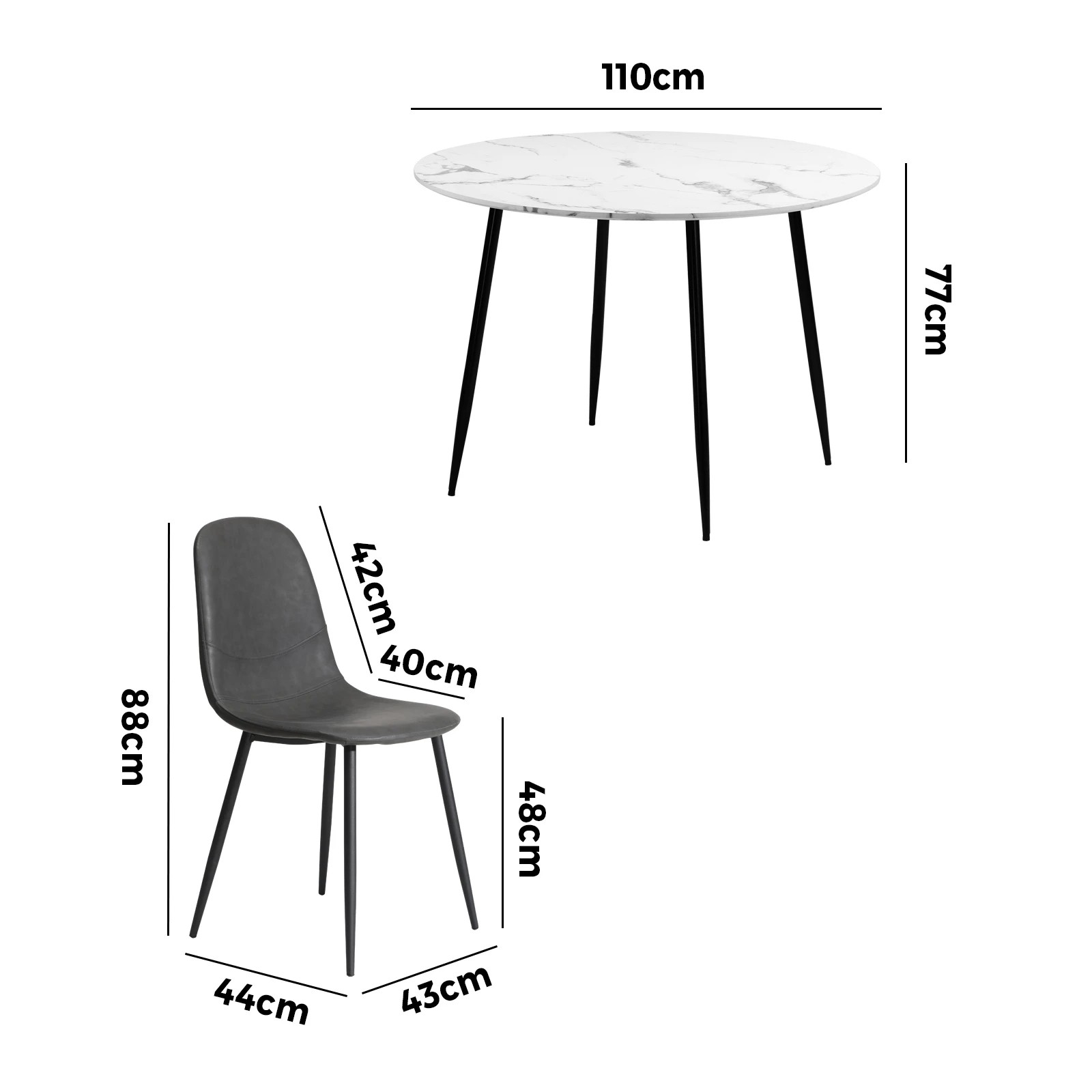 9 Oikiture 110cm Round Dining Table With 4pcs Dining Chairs Pu
 - Multi, 9 of 10
