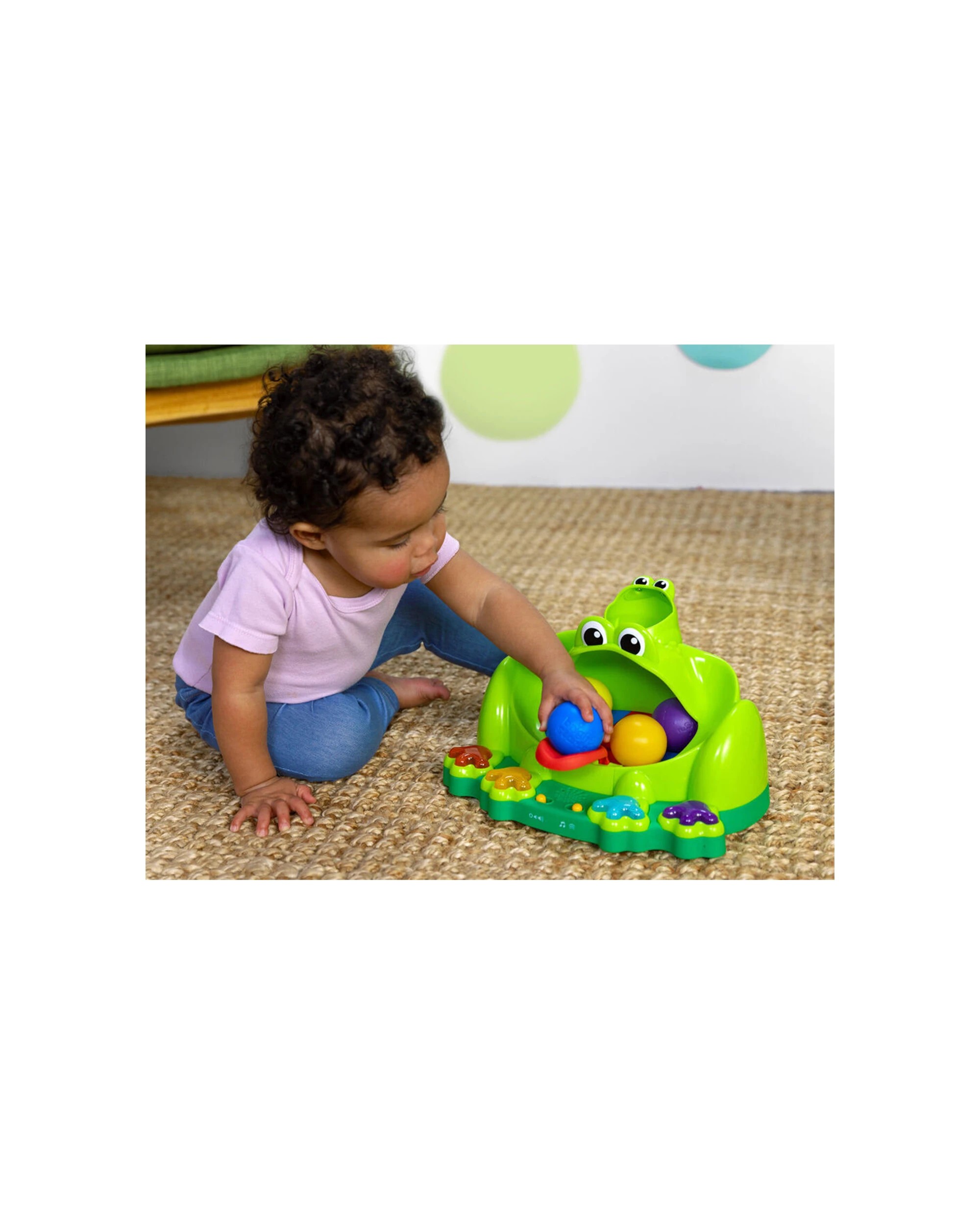 2 Bright Starts Poppin Ball Frog Baby Activity Toy Lights And Sounds 6 Months - Green, 2 of 6