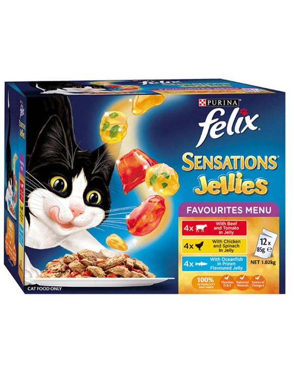 Felix Sensations Jellies Favourites Menu Cat Food 85g x 12