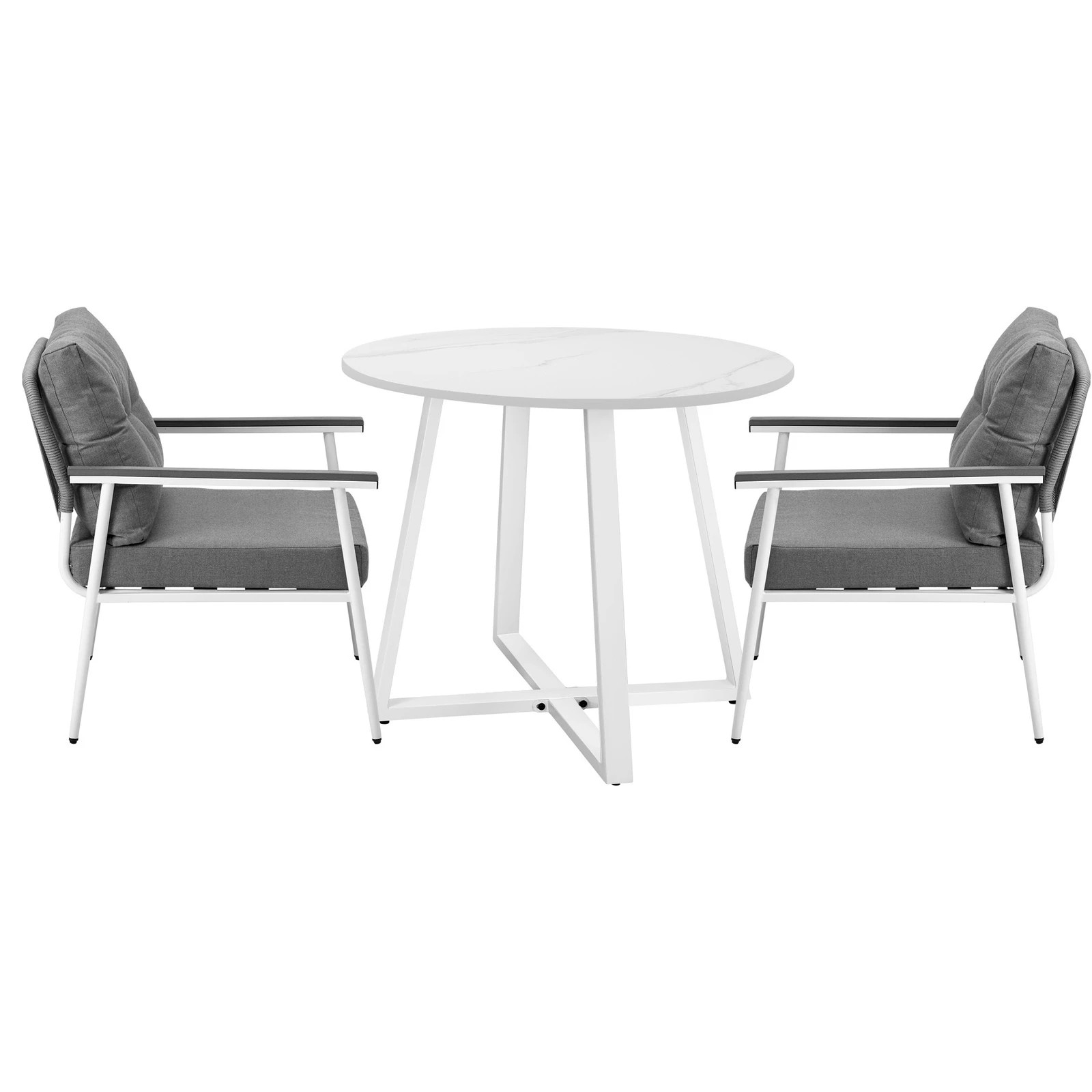 8 Livsip Outdoor Dining Setting Patio Furniture Set 2 Seater Round Table Chair - White, 8 of 9