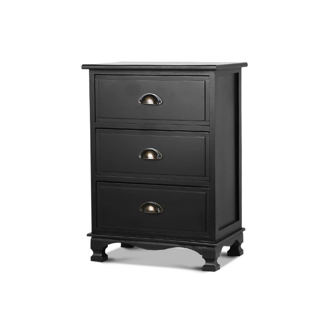 1 Artiss Bedside Table 3 Drawers Vintage - Black, 1 of 8