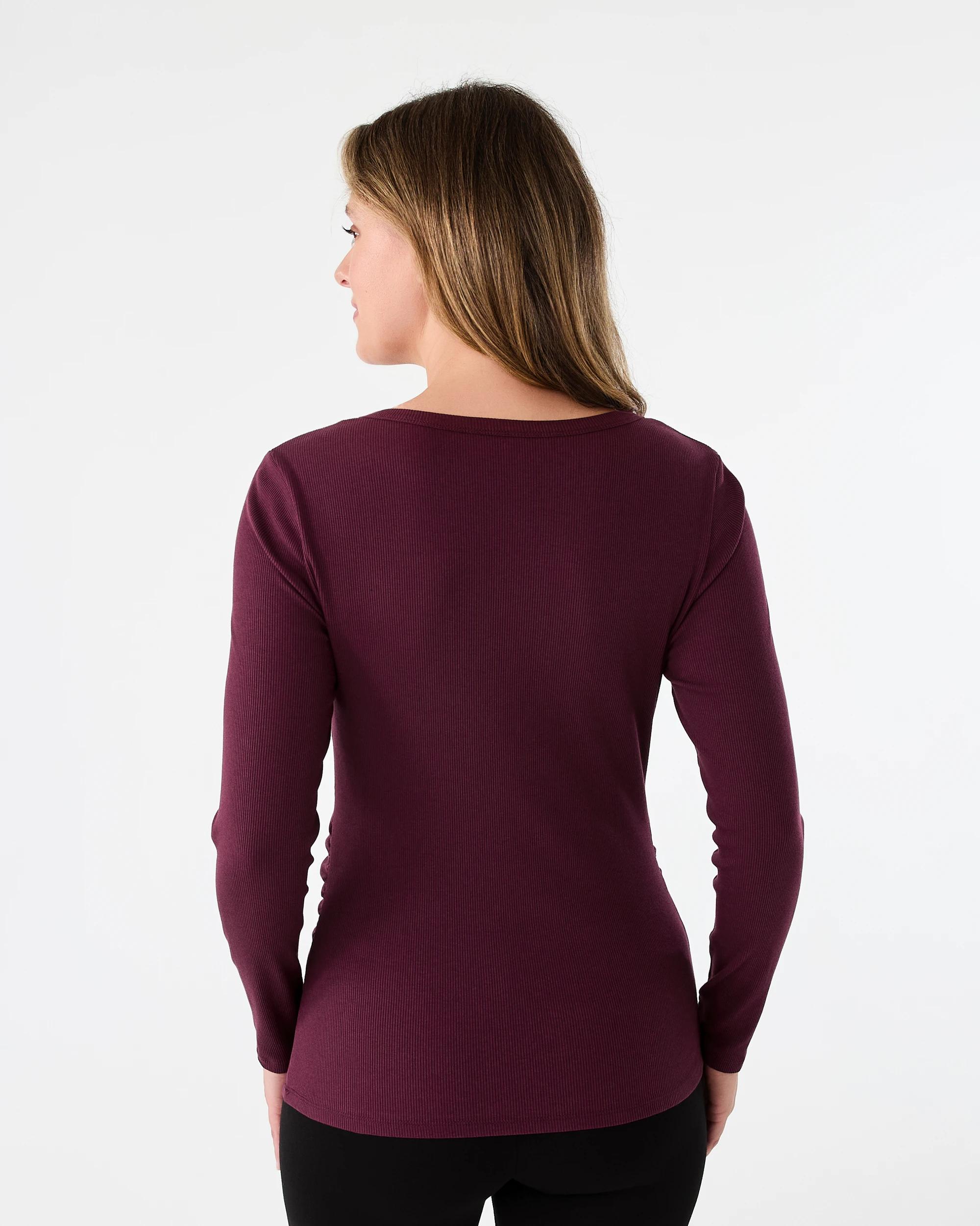 3 Maternity Long Sleeve Henley Feeding Top Red Royale, 3 of 6